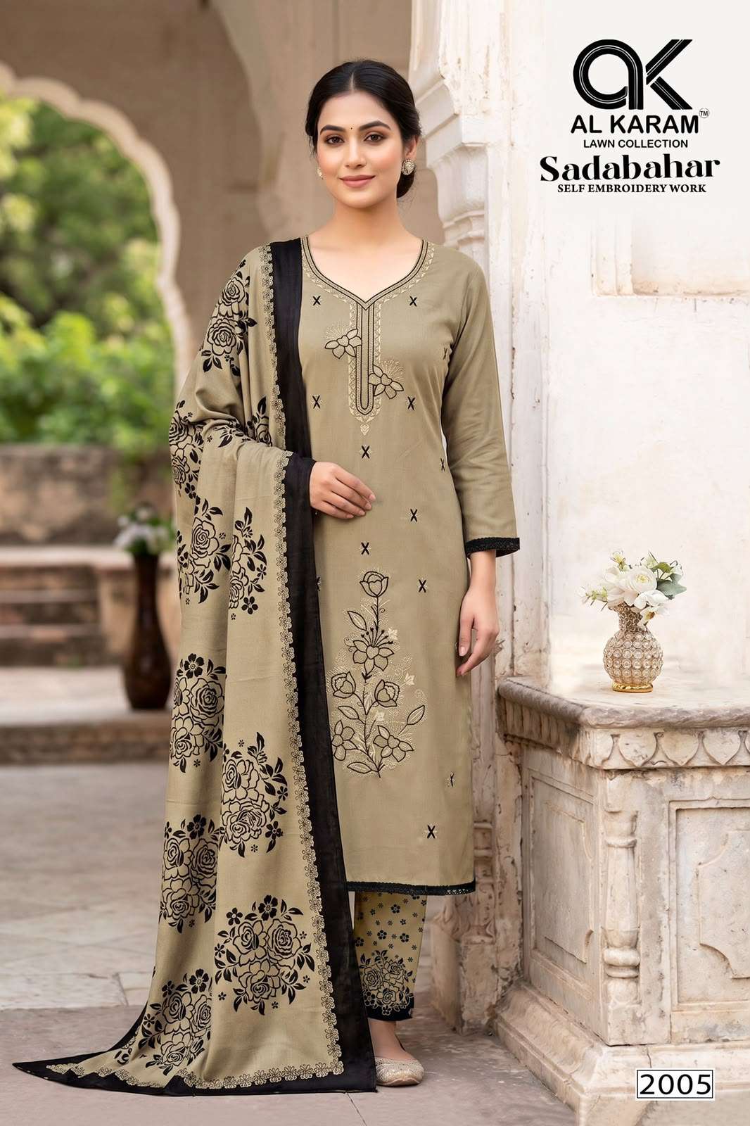 AL KARAM SADABAHAR RAYON FANCY EMBROIDERY WORK SUIT