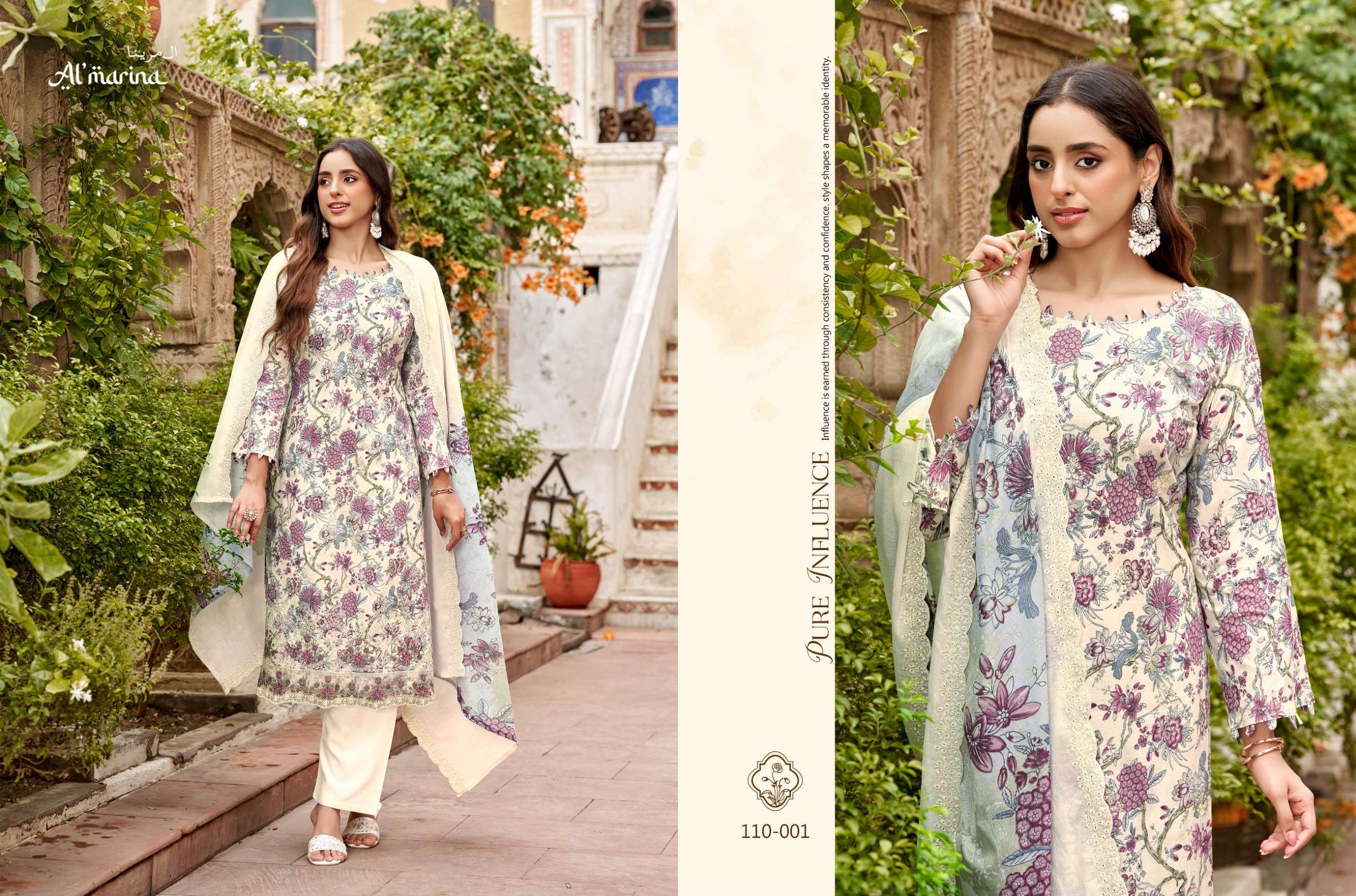 AL MARINA CHIKANKARI VOL 6 COTTON DIGITAL PRINT WITH EMBROIDERIES WORK SUIT