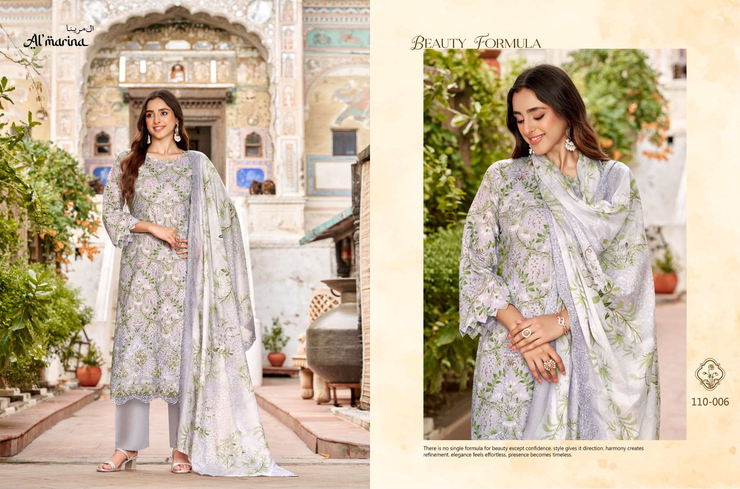 AL MARINA CHIKANKARI VOL 6 COTTON DIGITAL PRINT WITH EMBROIDERIES WORK SUIT