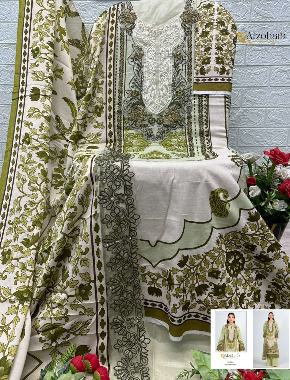 AL ZOHAIB ANISA VOL 2 COTTON DESIGNER WORK SALWAR KAMEEZ 