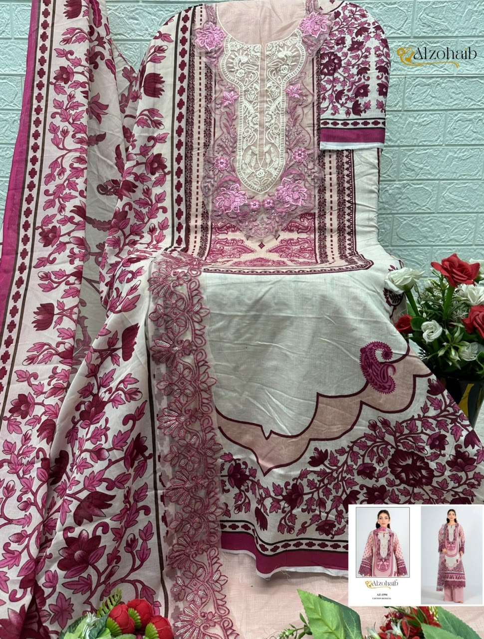 AL ZOHAIB ANISA VOL 2 COTTON DESIGNER WORK SALWAR KAMEEZ 
