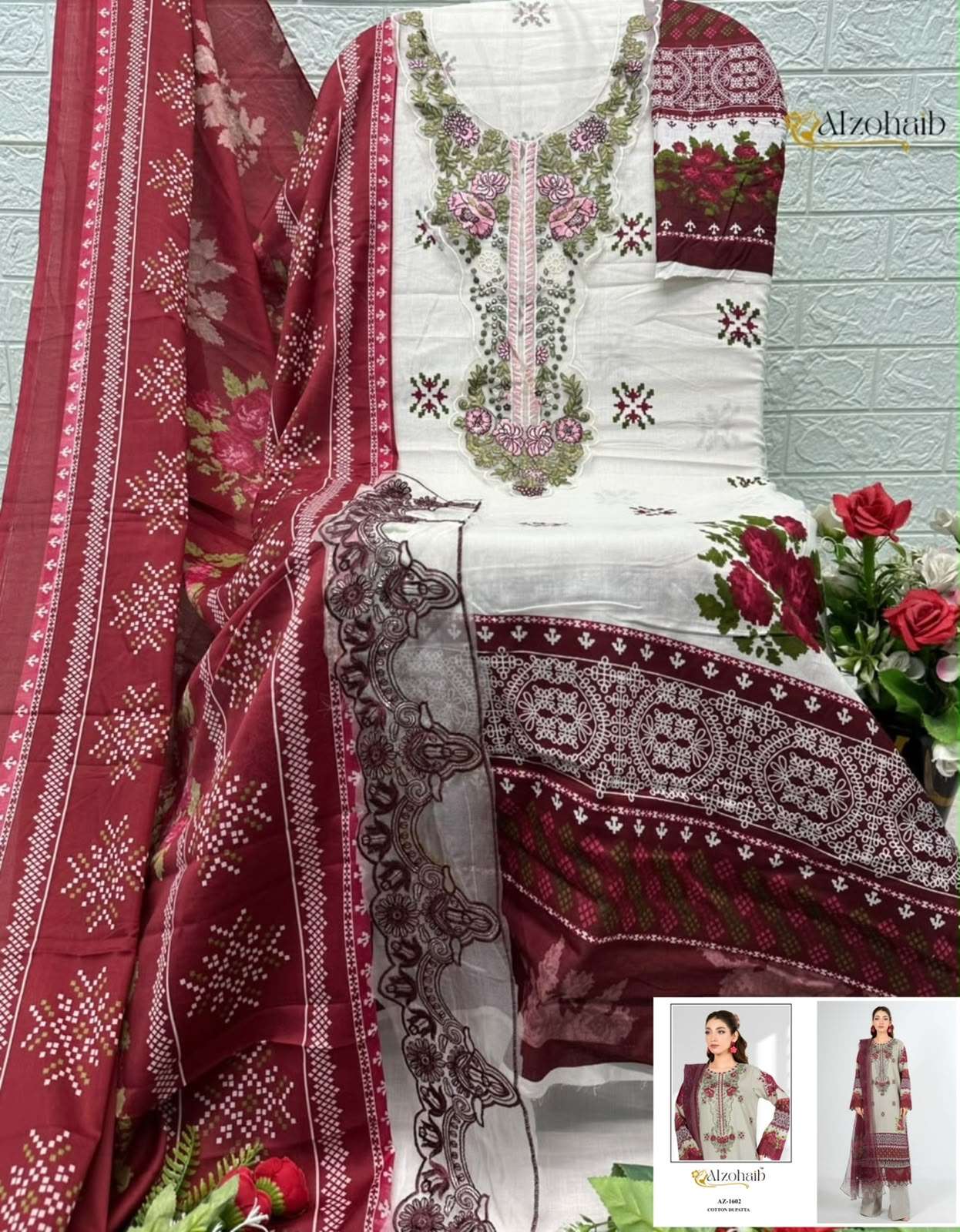 AL ZOHAIB ANISA VOL 2 COTTON DESIGNER WORK SALWAR KAMEEZ 