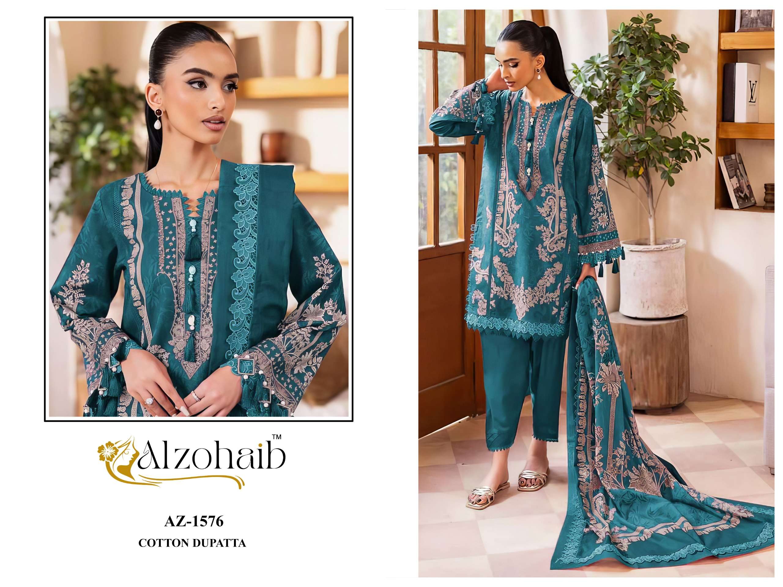 AL ZOHAIB NOURA VOL 1 COTTON PATCH EMBROIDERY WORK SALWAR KAMEEZ 