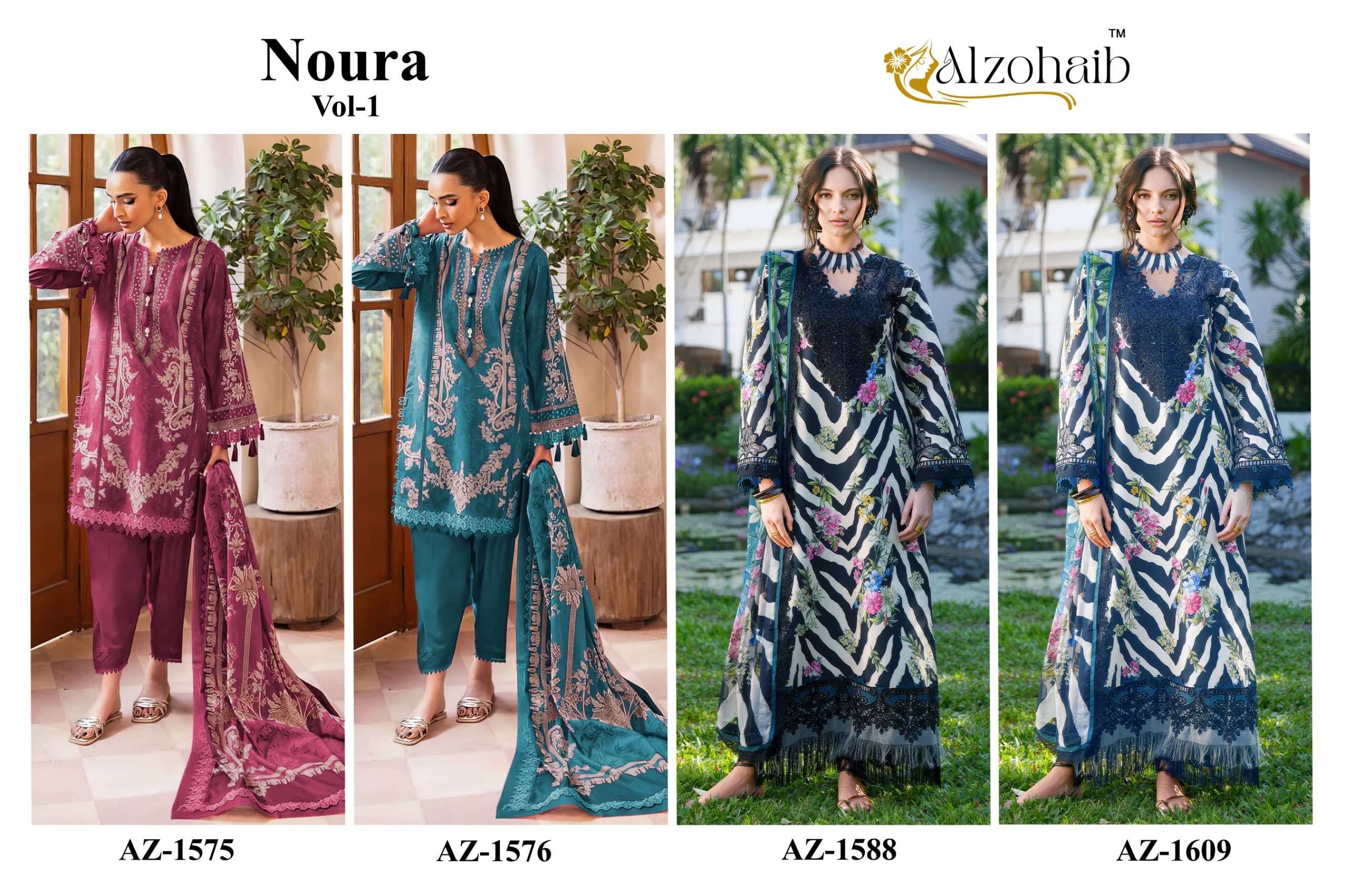 AL ZOHAIB NOURA VOL 1 COTTON PATCH EMBROIDERY WORK SALWAR KAMEEZ 