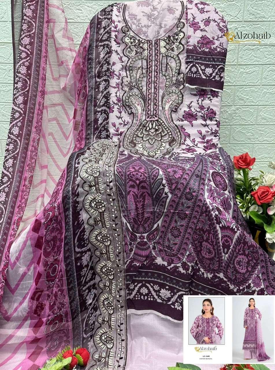AL ZOHAIB NOURA VOL 2 COTTON PATCH EMBROIDERY WORK SALWAR KAMEEZ 