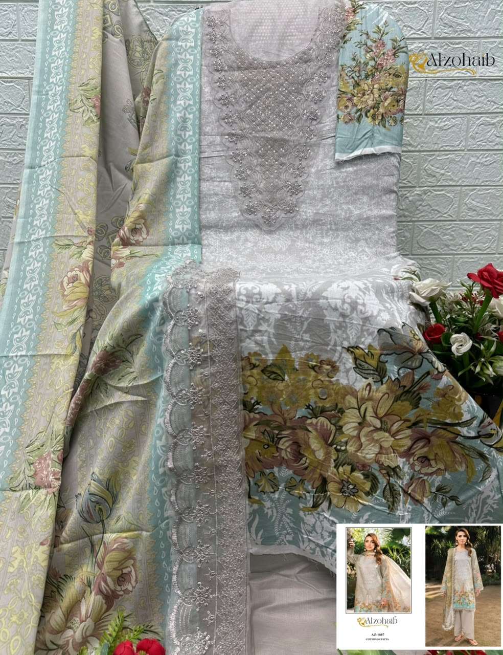 AL ZOHAIB NOURA VOL 2 COTTON PATCH EMBROIDERY WORK SALWAR KAMEEZ 