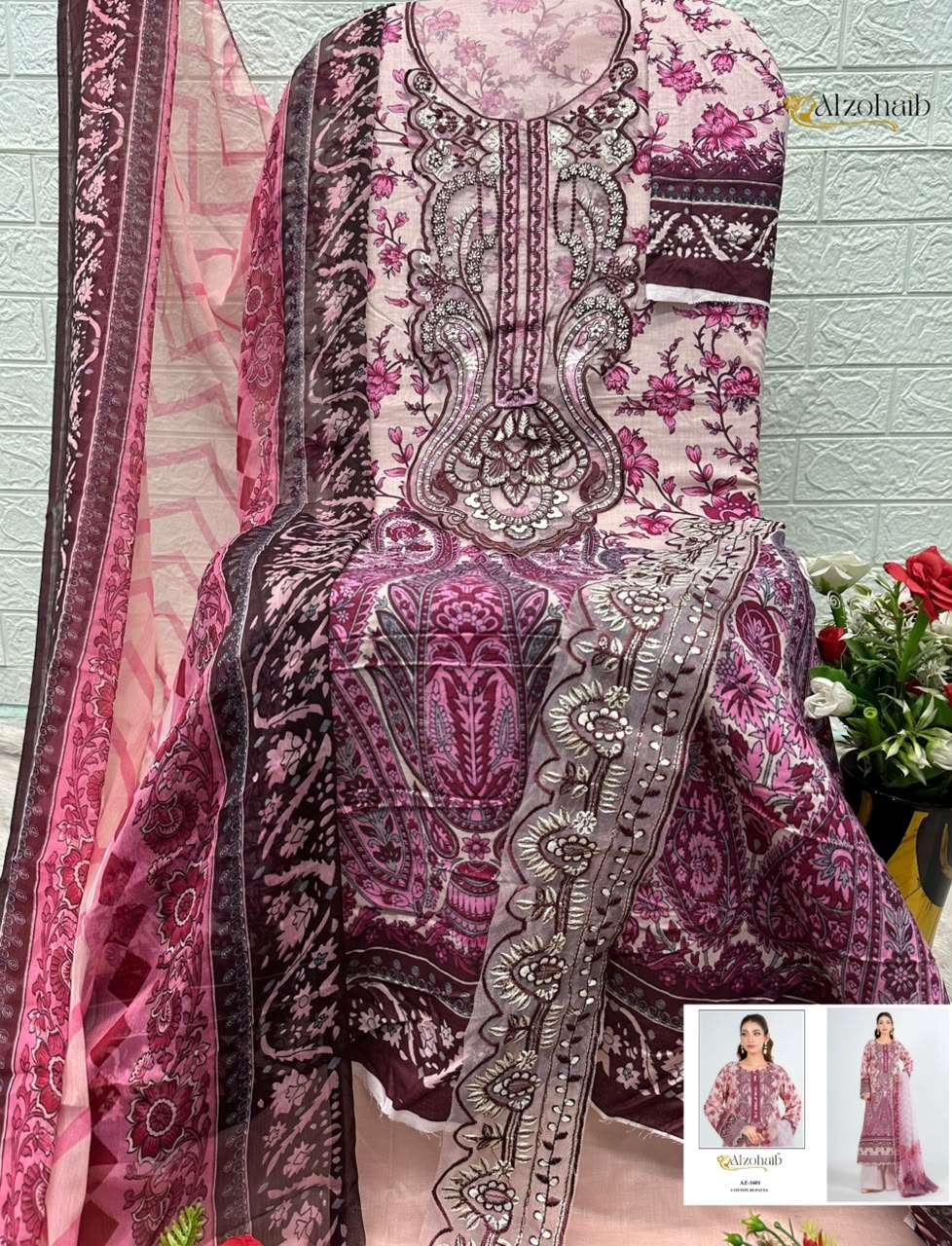 AL ZOHAIB NOURA VOL 2 COTTON PATCH EMBROIDERY WORK SALWAR KAMEEZ 