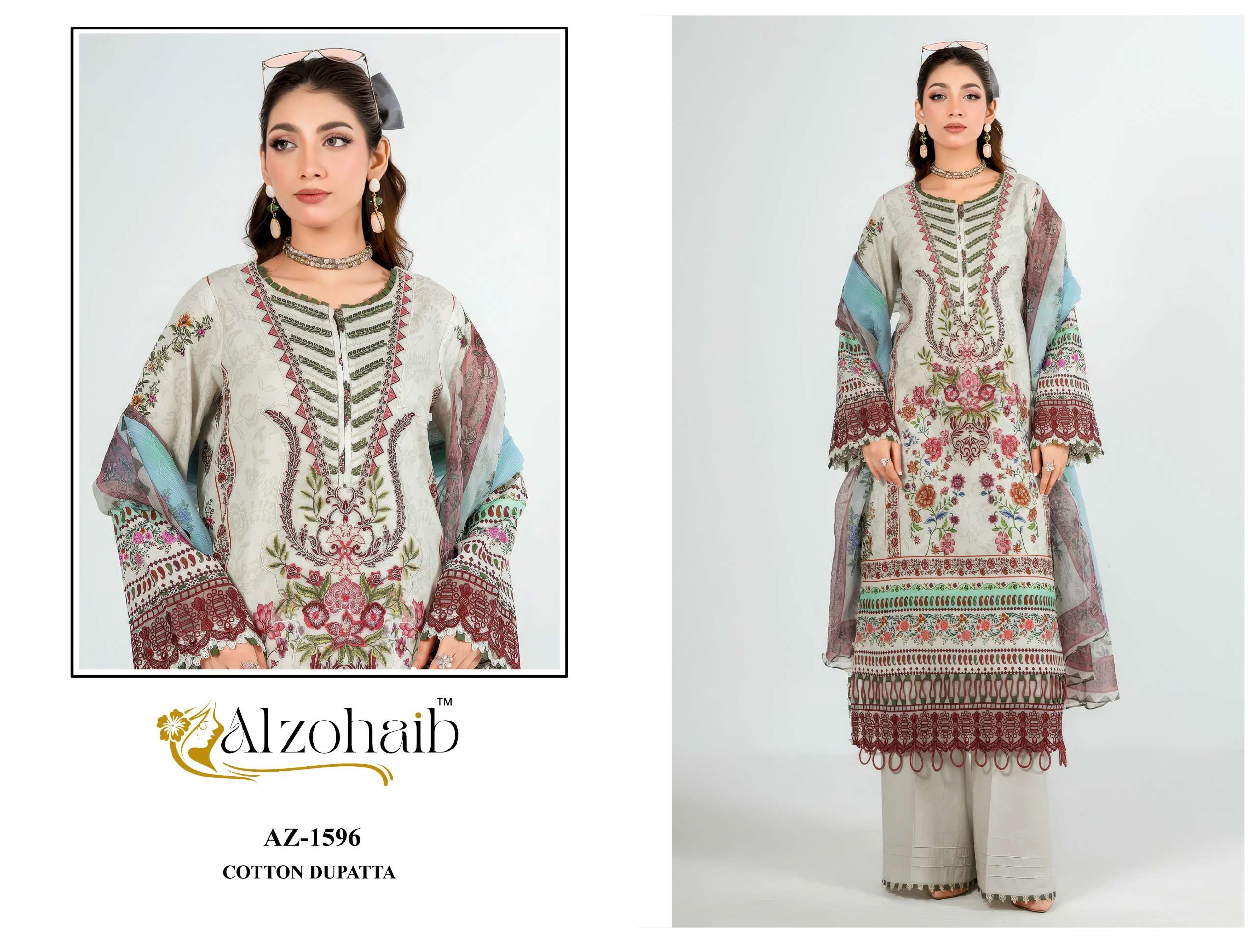 AL ZOHAIB NURA VOL 1 COTTON PATCH EMBROIDERY WORK SALWAR KAMEEZ 