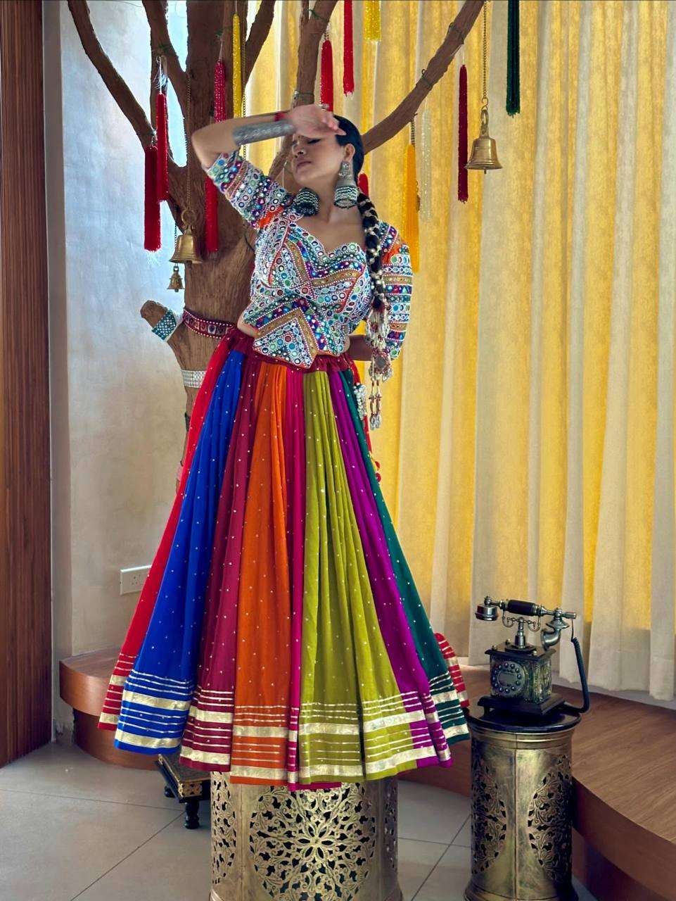 ALC 210 COTTON  DESIGNER PRINTED DESIGNER NAVRATRI WEAR LAHENGA CHOLI