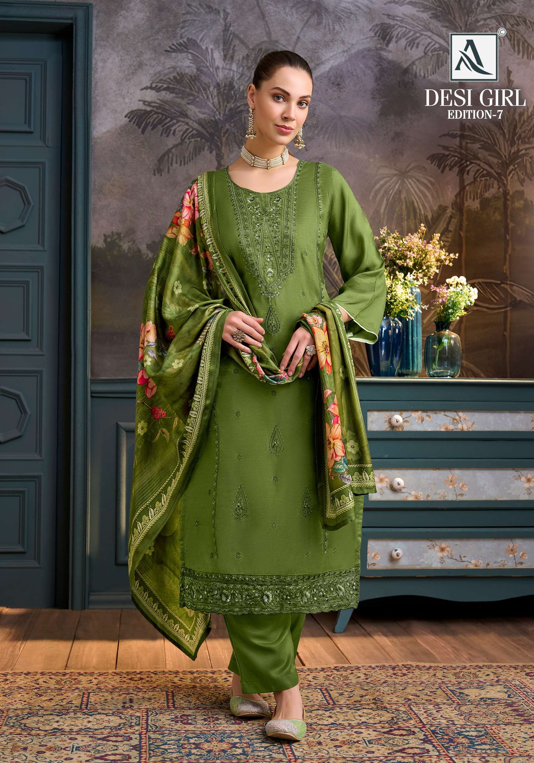 ALOK SUITS DESI GIRL EDITION 7 VISCOSE EMBROIDERY DESIGNER WORK SUIT