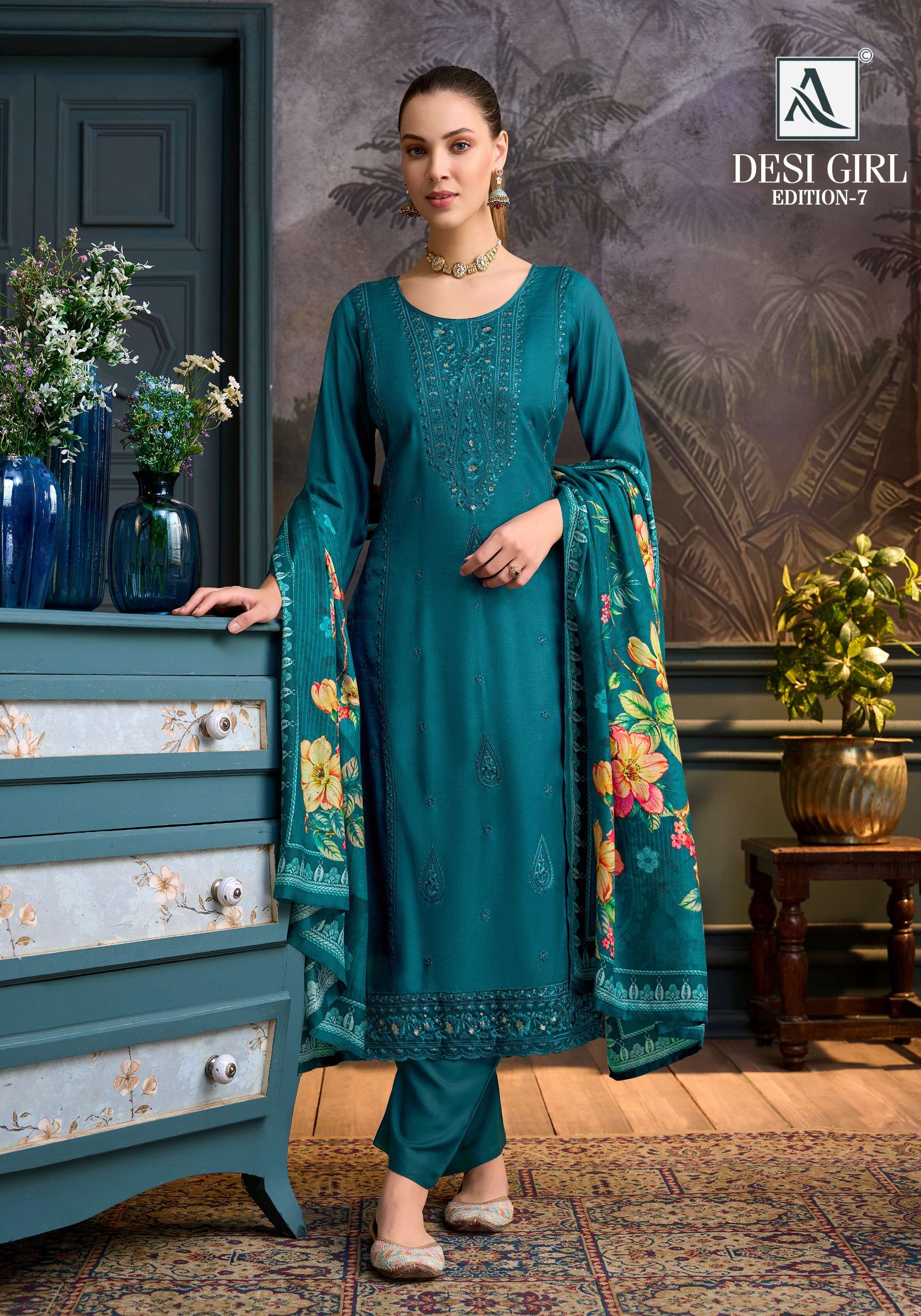 ALOK SUITS DESI GIRL EDITION 7 VISCOSE EMBROIDERY DESIGNER WORK SUIT