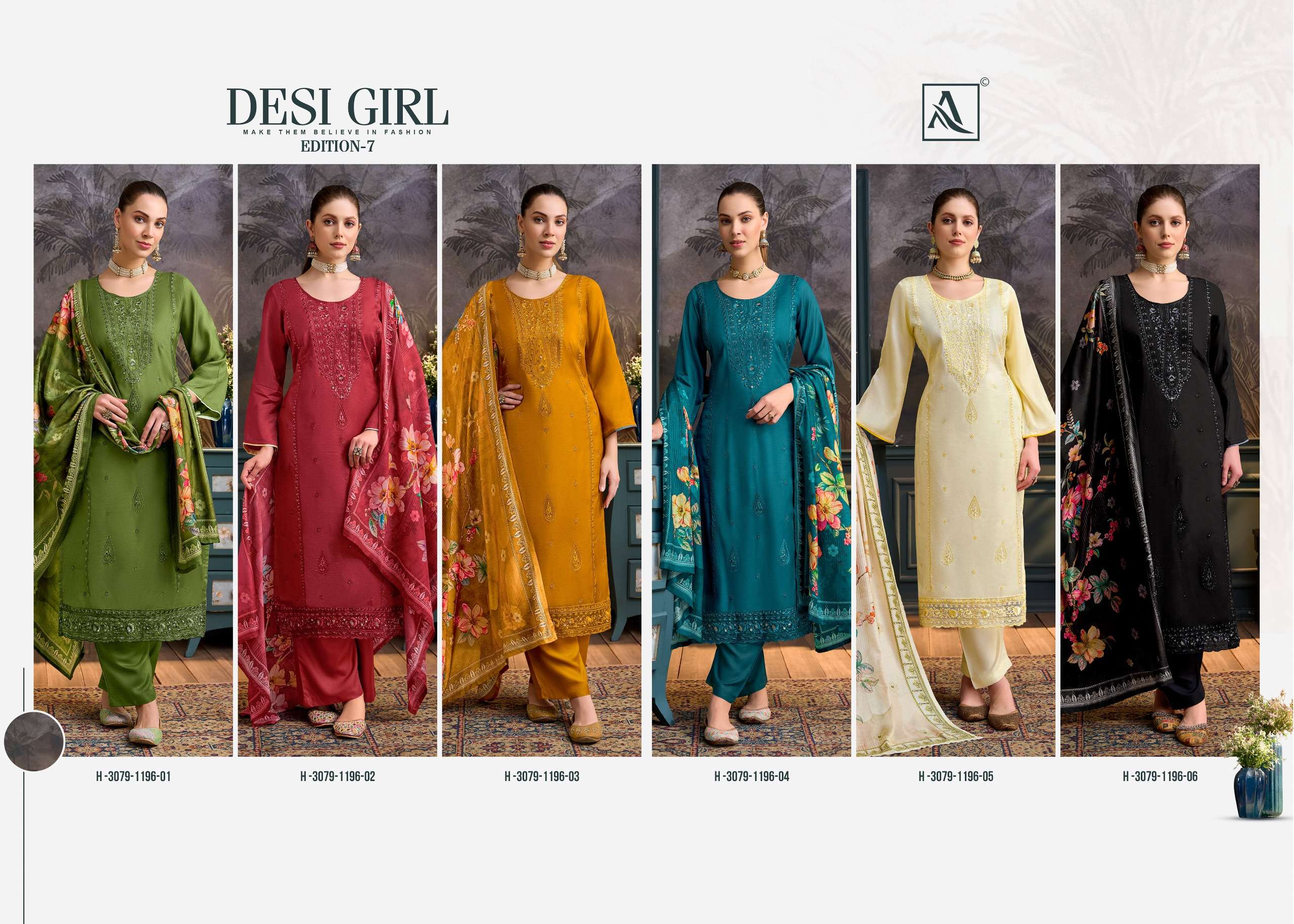 ALOK SUITS DESI GIRL EDITION 7 VISCOSE EMBROIDERY DESIGNER WORK SUIT