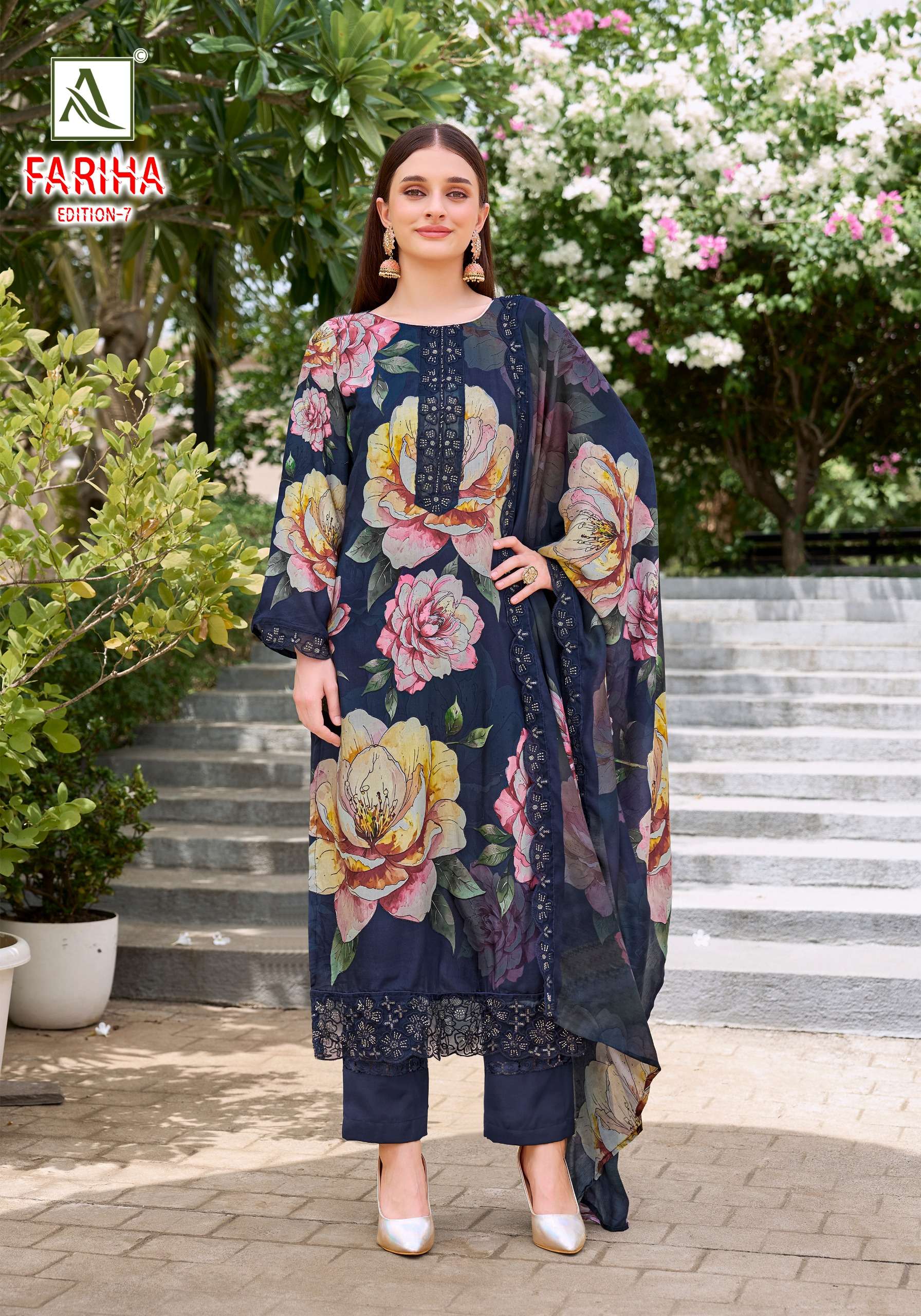 ALOK SUITS FARIHA EDITION VOL 7 MUSLIN DIGITAL PRINT WITH FANCY WORK SUIT
