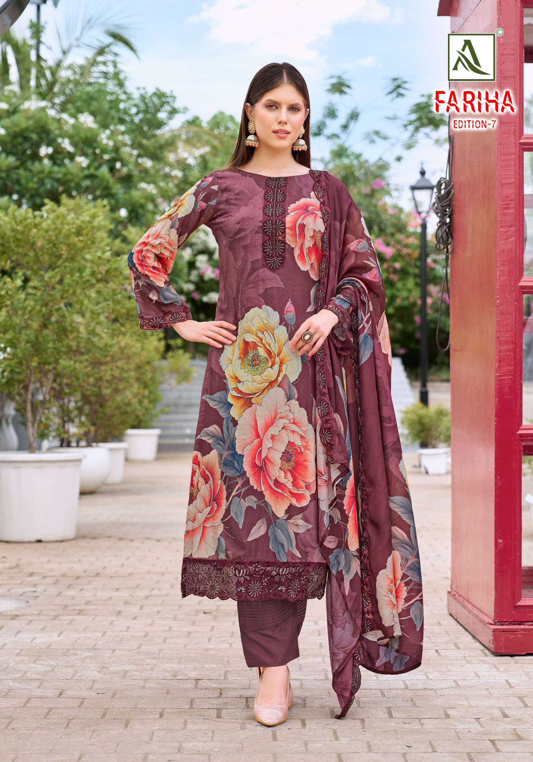 ALOK SUITS FARIHA EDITION VOL 7 MUSLIN DIGITAL PRINT WITH FANCY WORK SUIT