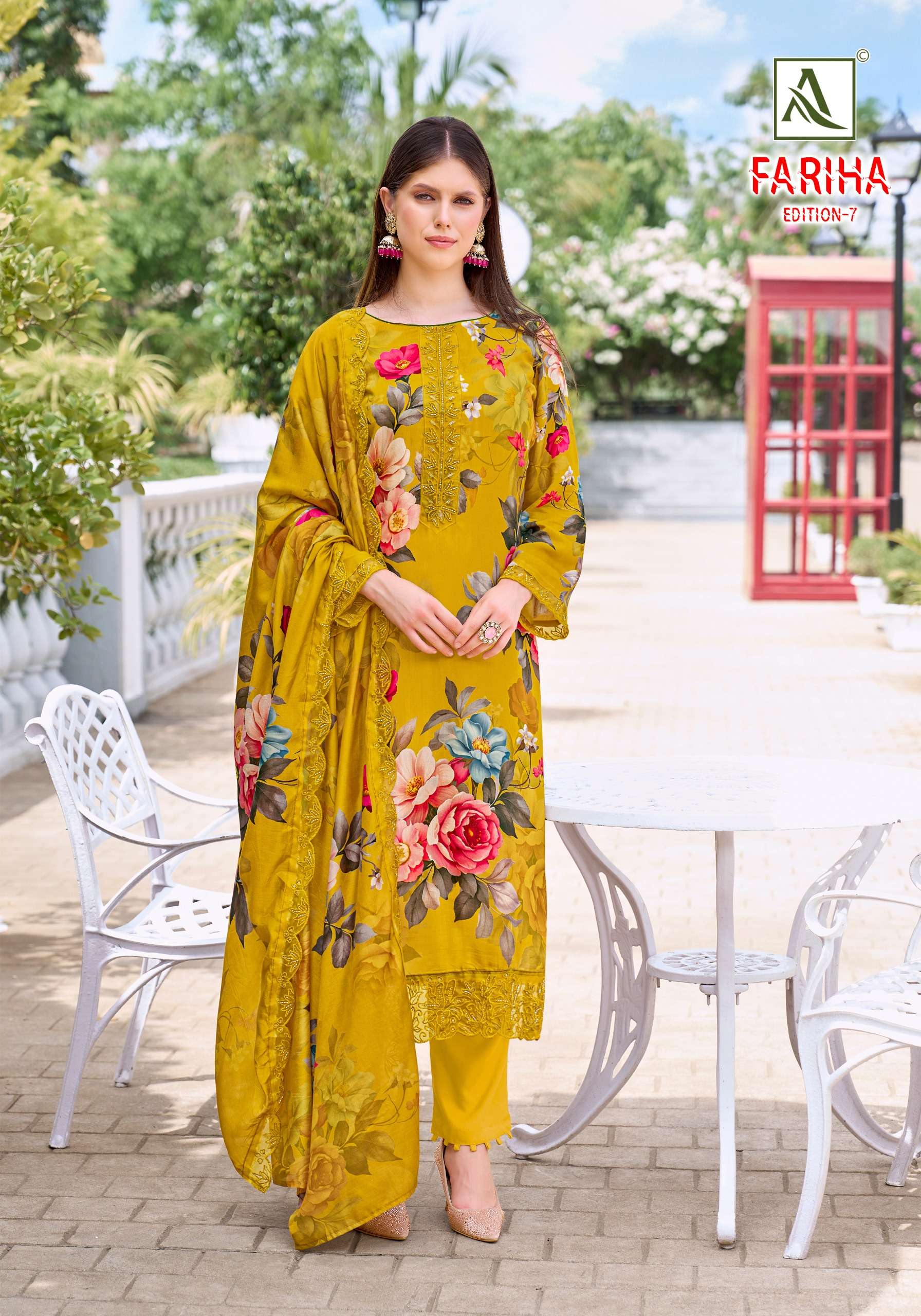 ALOK SUITS FARIHA EDITION VOL 7 MUSLIN DIGITAL PRINT WITH FANCY WORK SUIT