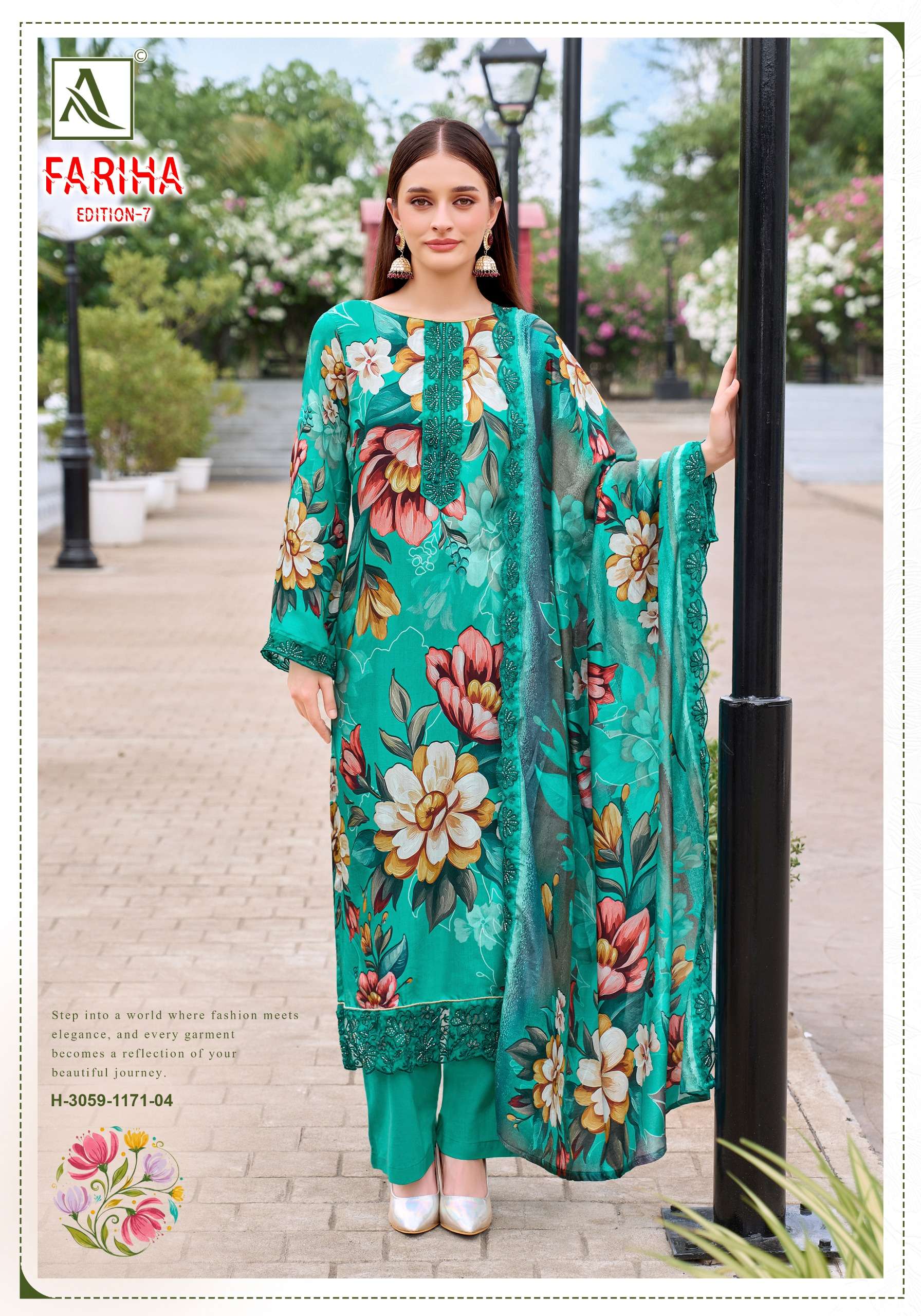 ALOK SUITS FARIHA EDITION VOL 7 MUSLIN DIGITAL PRINT WITH FANCY WORK SUIT