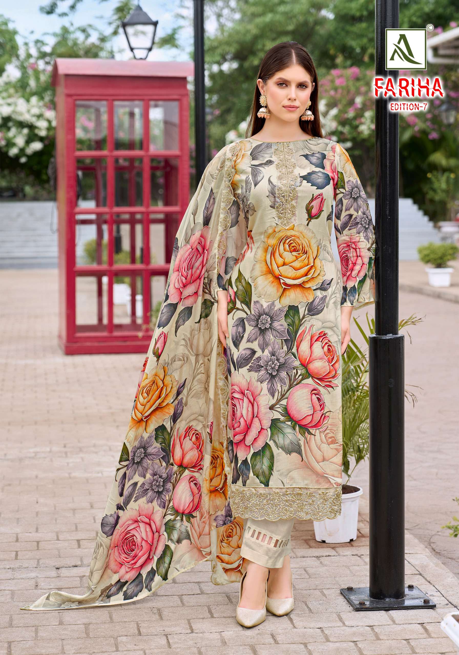 ALOK SUITS FARIHA EDITION VOL 7 MUSLIN DIGITAL PRINT WITH FANCY WORK SUIT