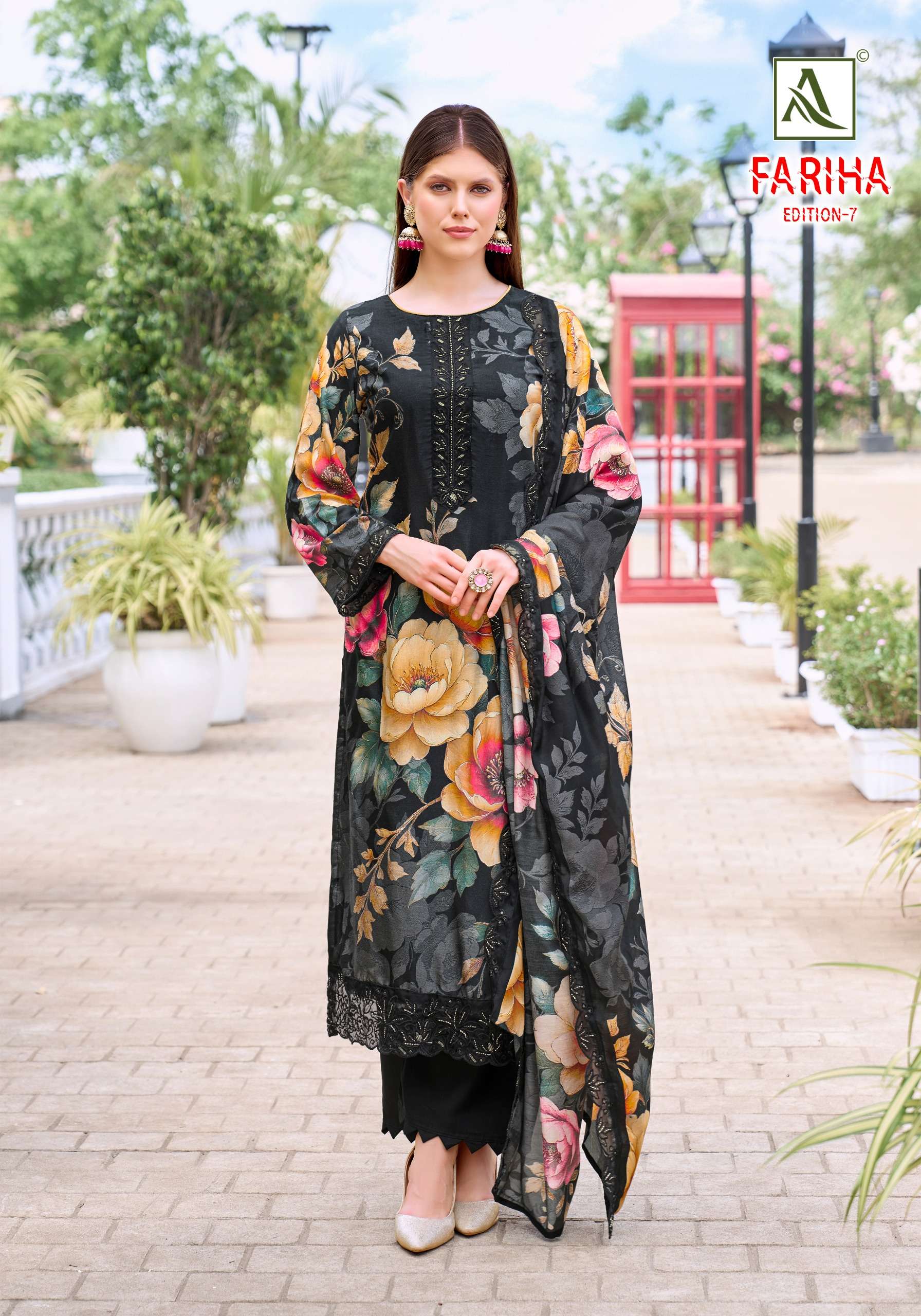 ALOK SUITS FARIHA EDITION VOL 7 MUSLIN DIGITAL PRINT WITH FANCY WORK SUIT