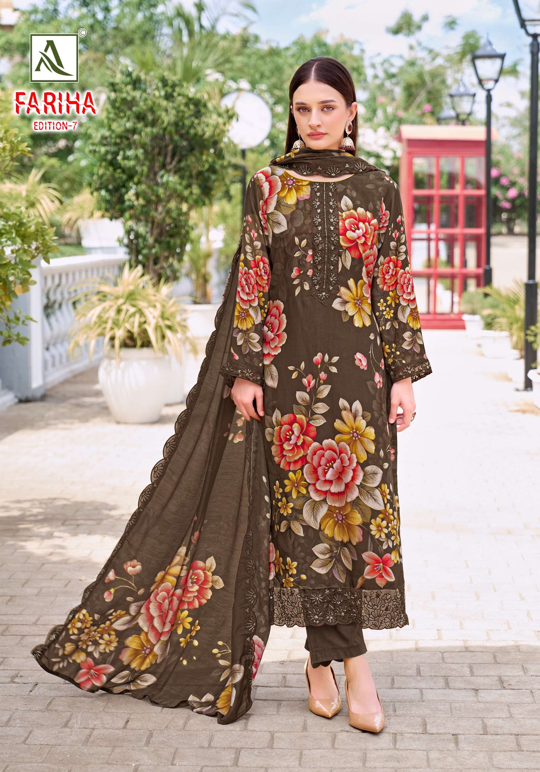 ALOK SUITS FARIHA EDITION VOL 7 MUSLIN DIGITAL PRINT WITH FANCY WORK SUIT