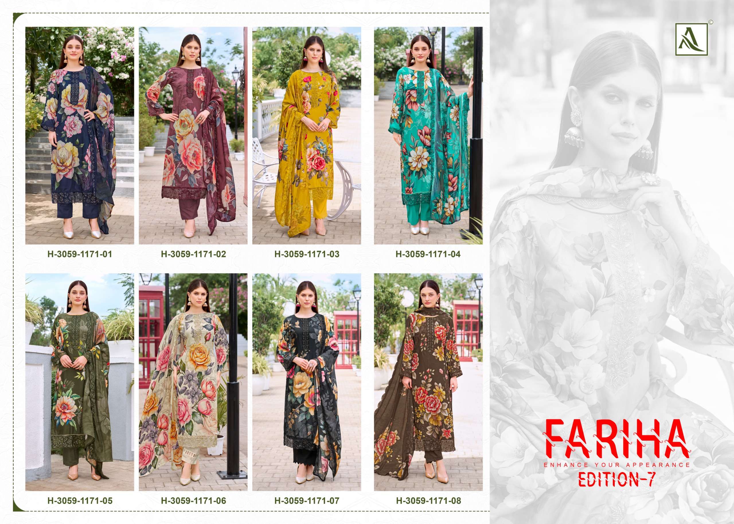 ALOK SUITS FARIHA EDITION VOL 7 MUSLIN DIGITAL PRINT WITH FANCY WORK SUIT