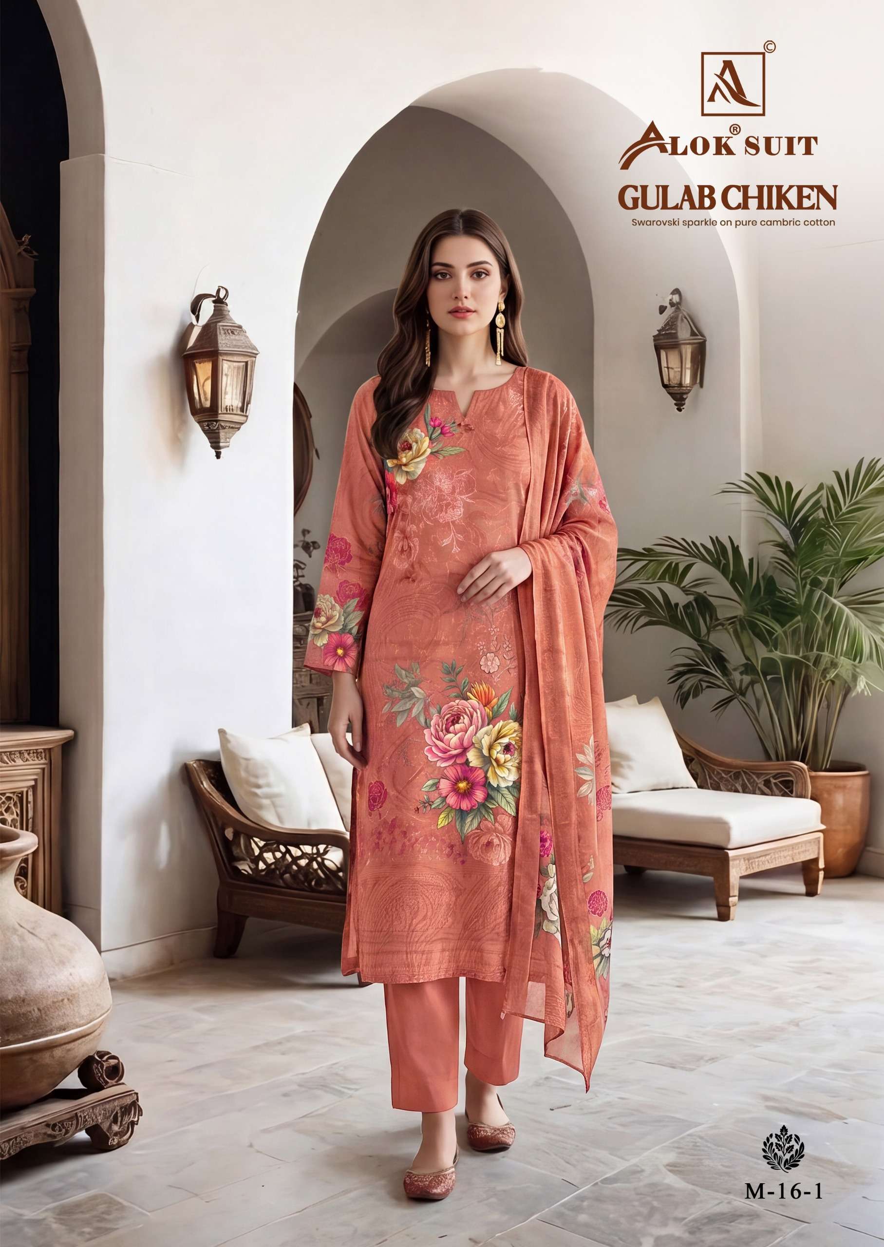 ALOK SUITS GULAB CHICKEN COTTON DIGITAL PRINT WITH FANCY WORK SUIT