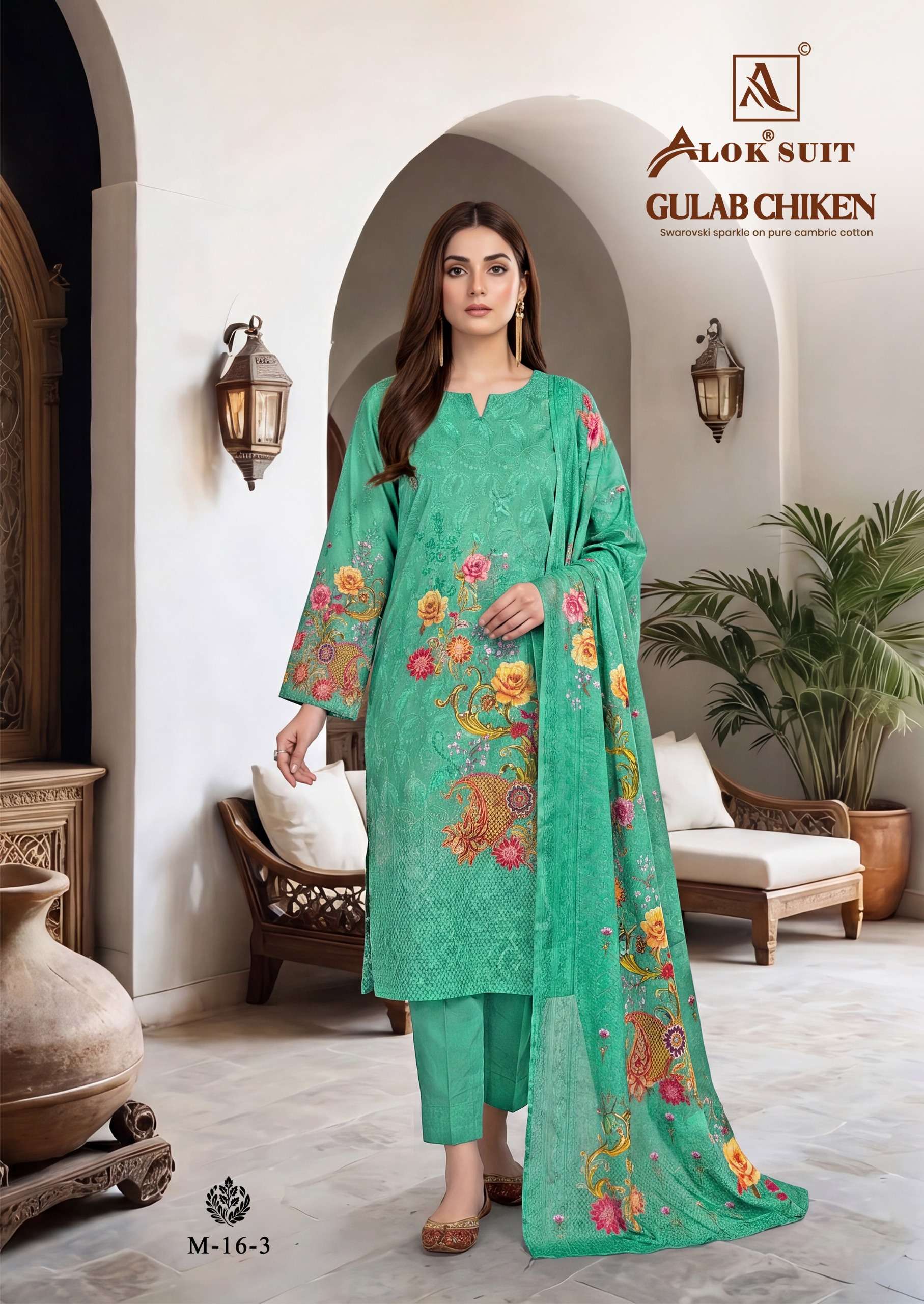 ALOK SUITS GULAB CHICKEN COTTON DIGITAL PRINT WITH FANCY WORK SUIT