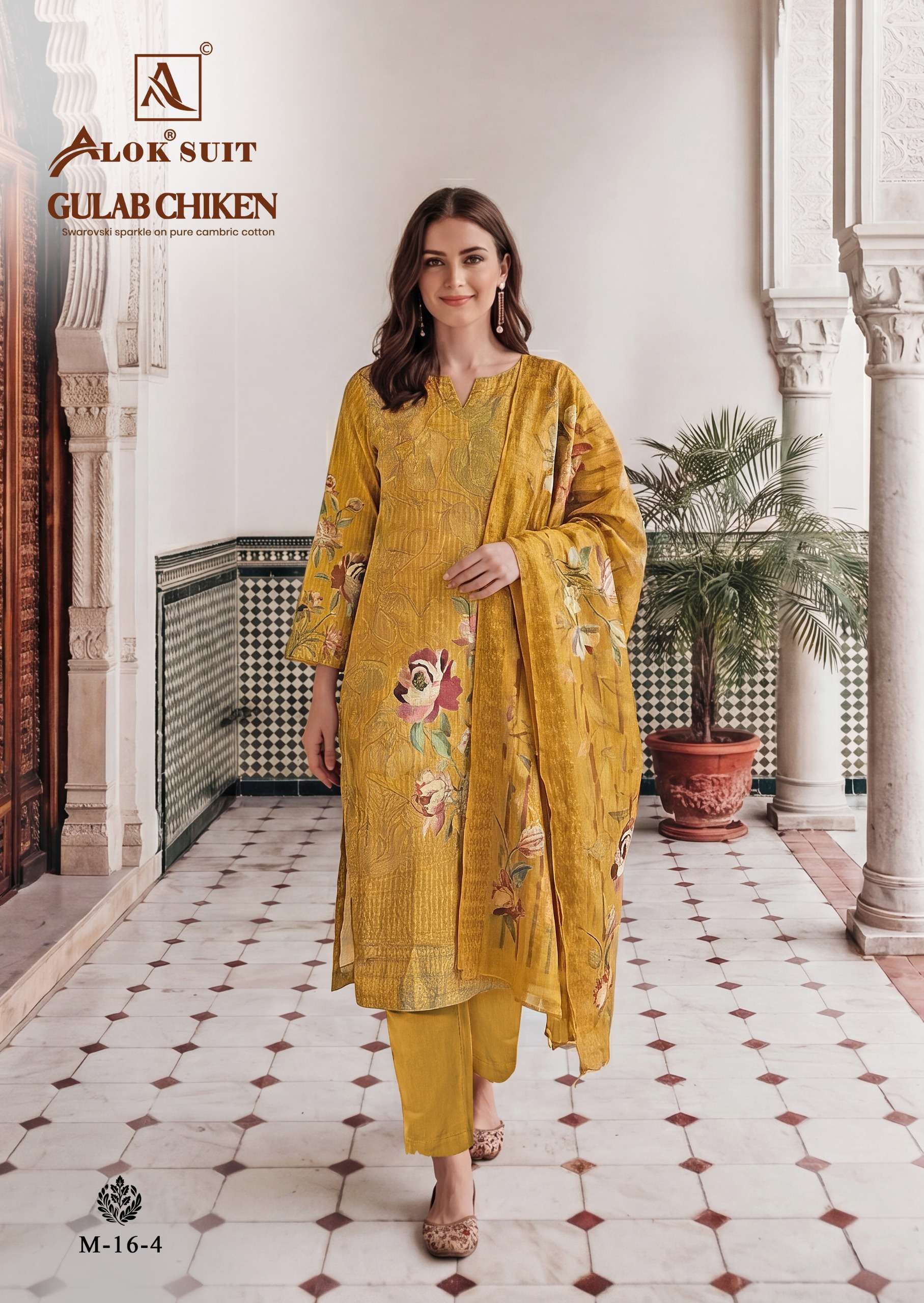 ALOK SUITS GULAB CHICKEN COTTON DIGITAL PRINT WITH FANCY WORK SUIT