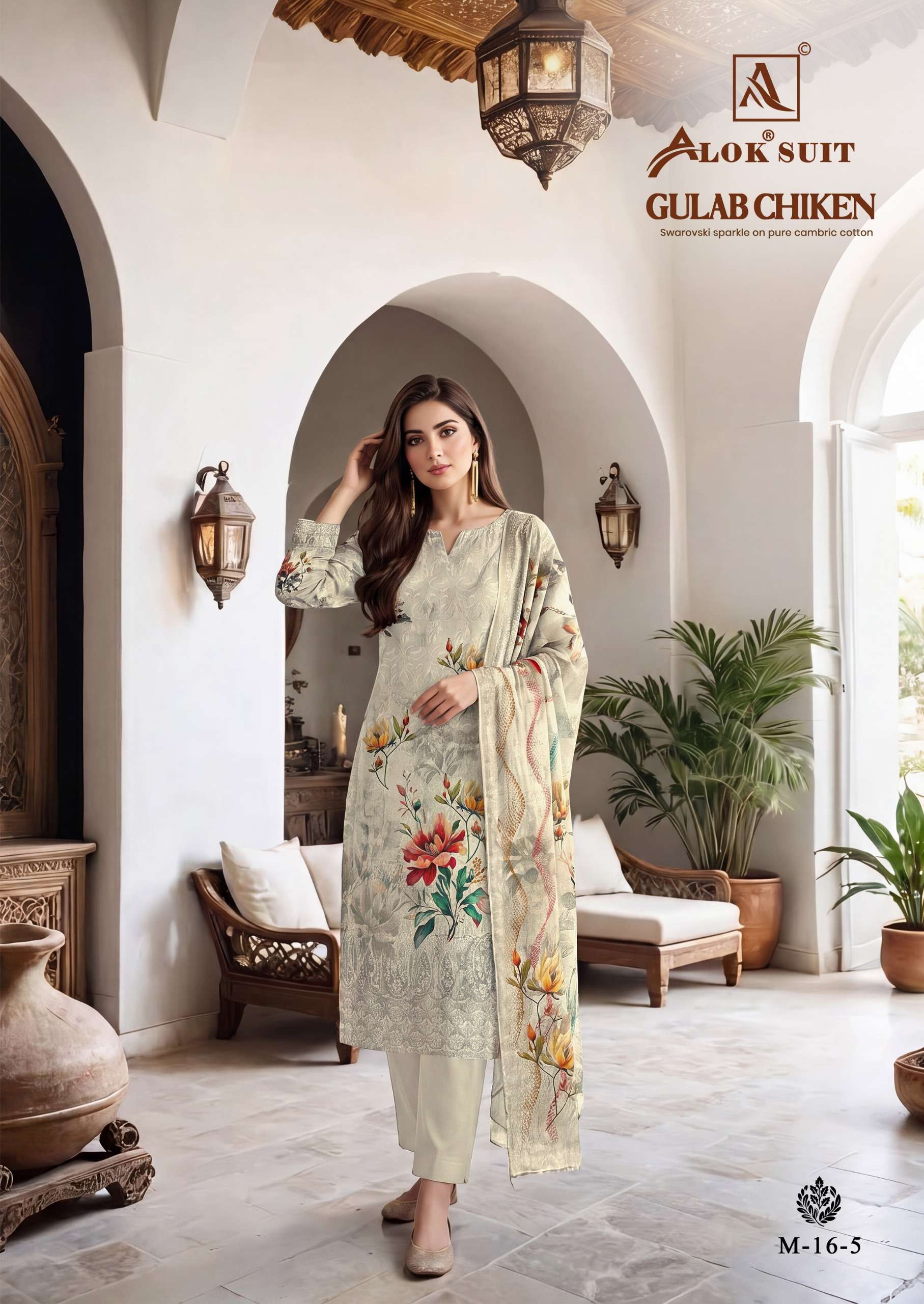 ALOK SUITS GULAB CHICKEN COTTON DIGITAL PRINT WITH FANCY WORK SUIT