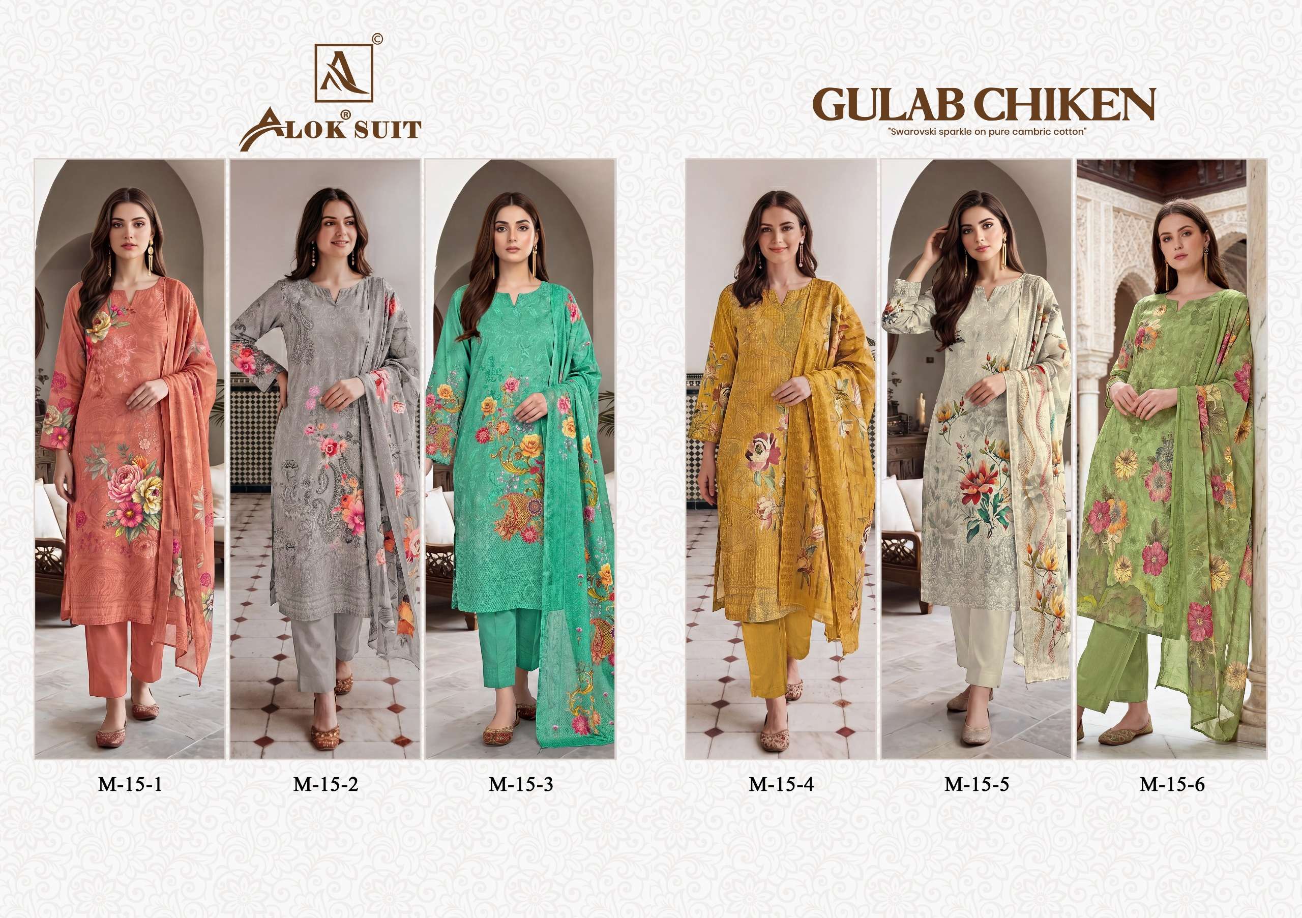 ALOK SUITS GULAB CHICKEN COTTON DIGITAL PRINT WITH FANCY WORK SUIT