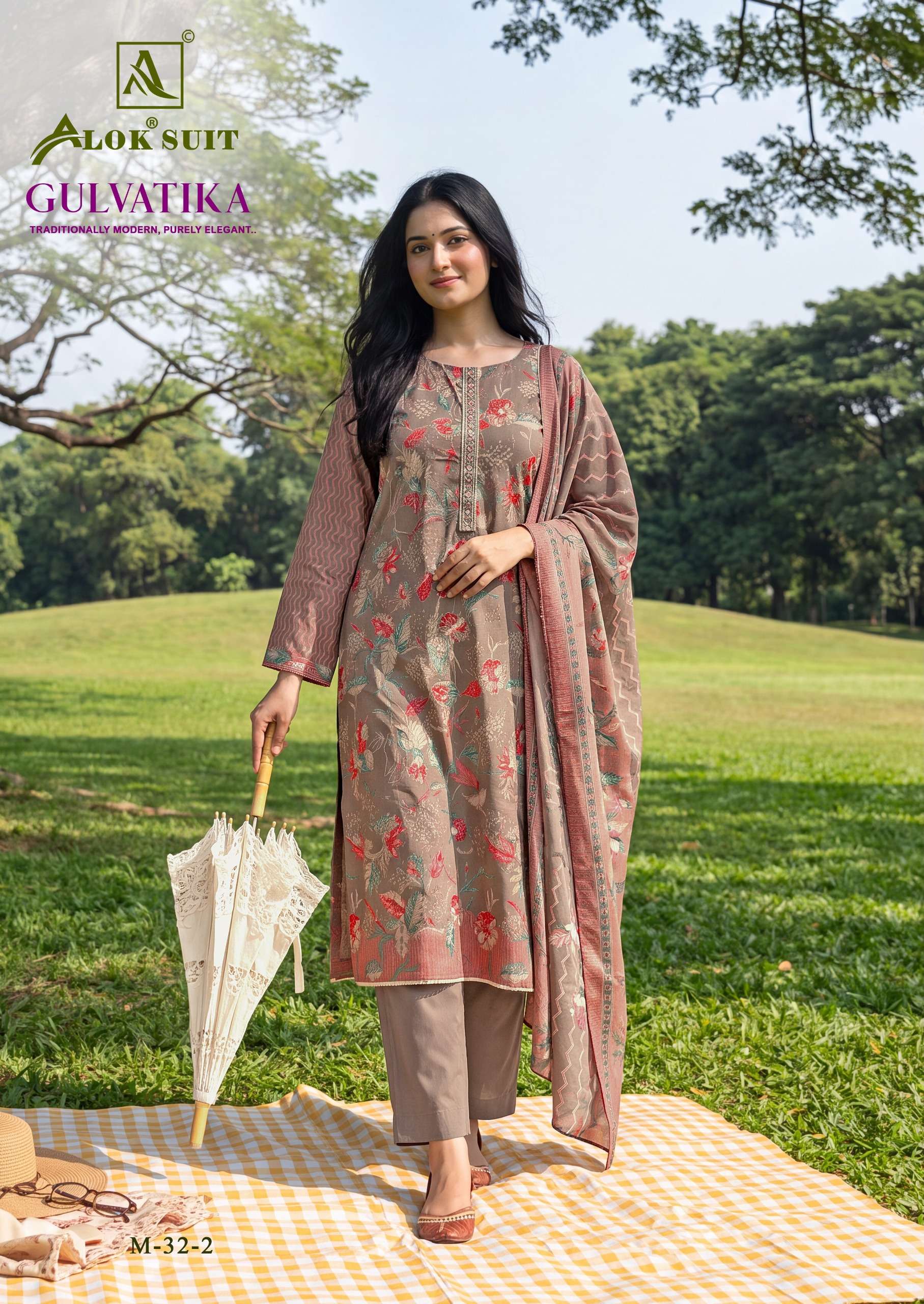 ALOK SUITS GULVATIKA MODAL PRINT FABRIC FANCY WORKS SUIT