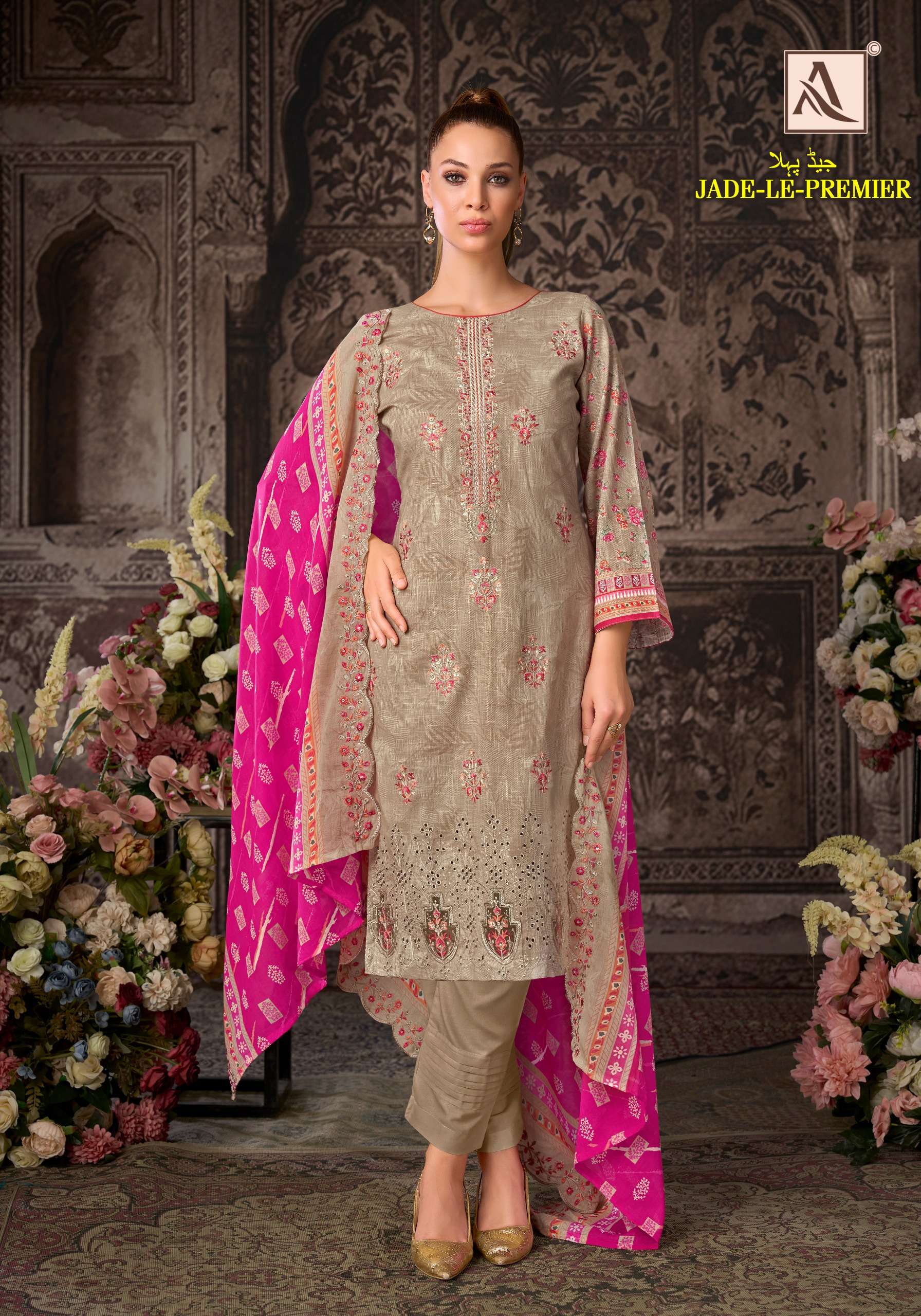 ALOK SUITS JADE LE PREMIER COTTON PRINT WITH FANCY EMBROIDERY WORK SUIT