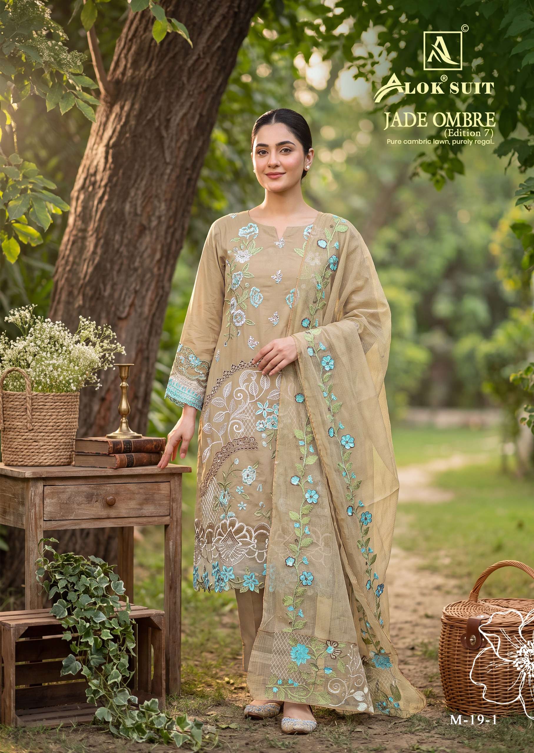 ALOK SUITS JADE OMBRE EDITION 7 LAWN COTTON FANCY EMBROIDERY WORK SUIT