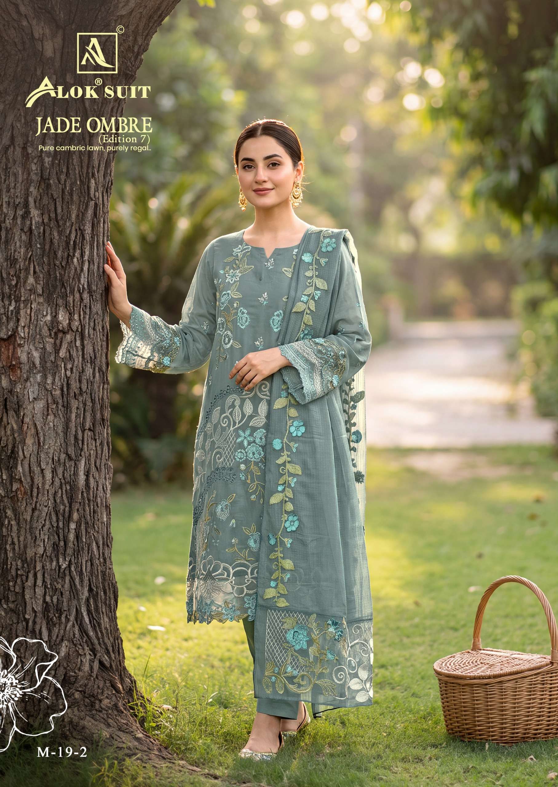 ALOK SUITS JADE OMBRE EDITION 7 LAWN COTTON FANCY EMBROIDERY WORK SUIT