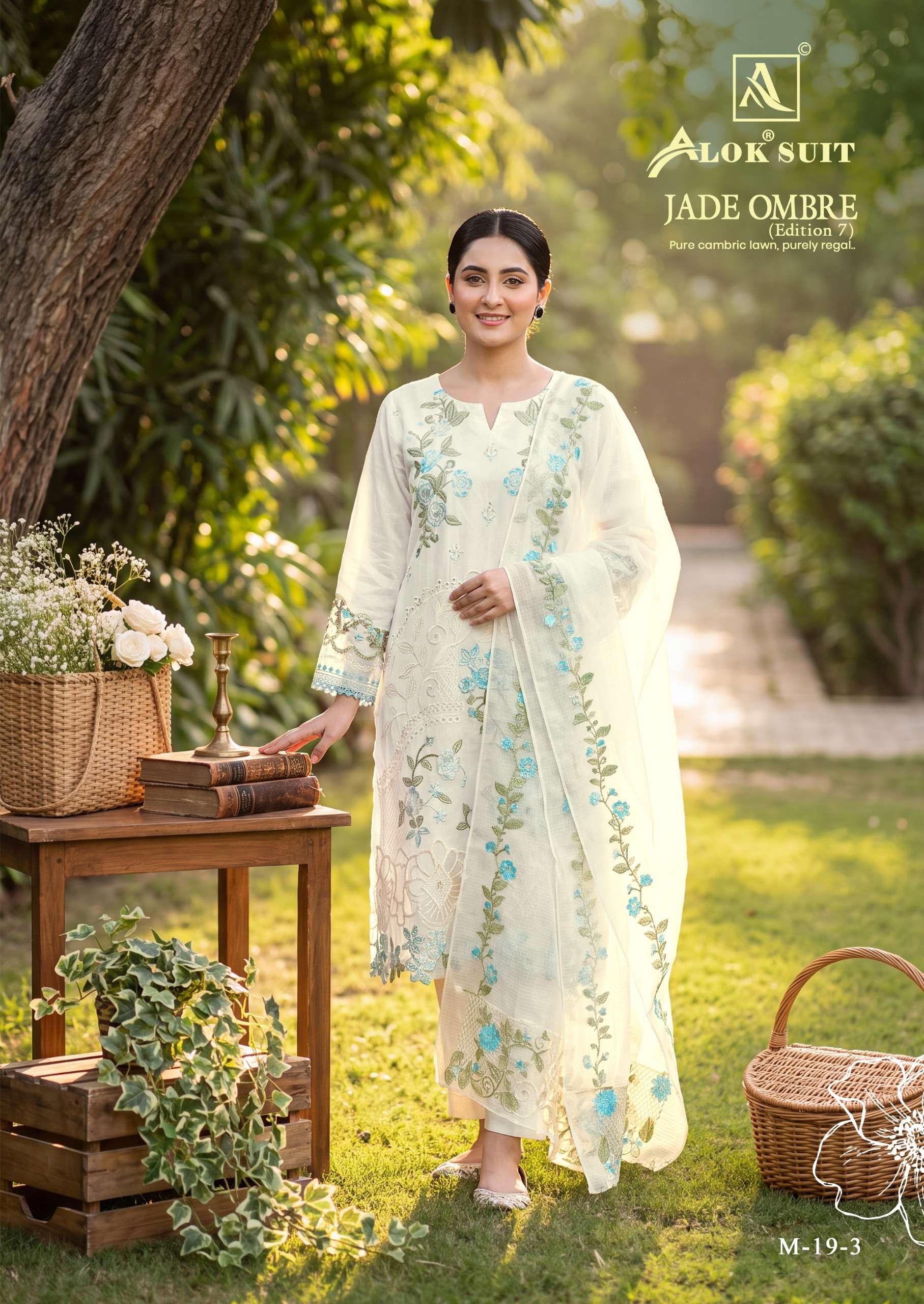 ALOK SUITS JADE OMBRE EDITION 7 LAWN COTTON FANCY EMBROIDERY WORK SUIT