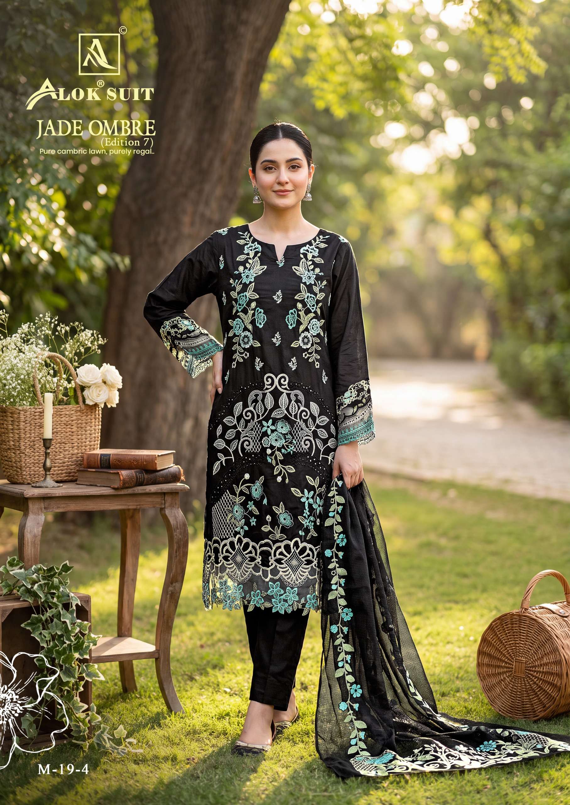 ALOK SUITS JADE OMBRE EDITION 7 LAWN COTTON FANCY EMBROIDERY WORK SUIT