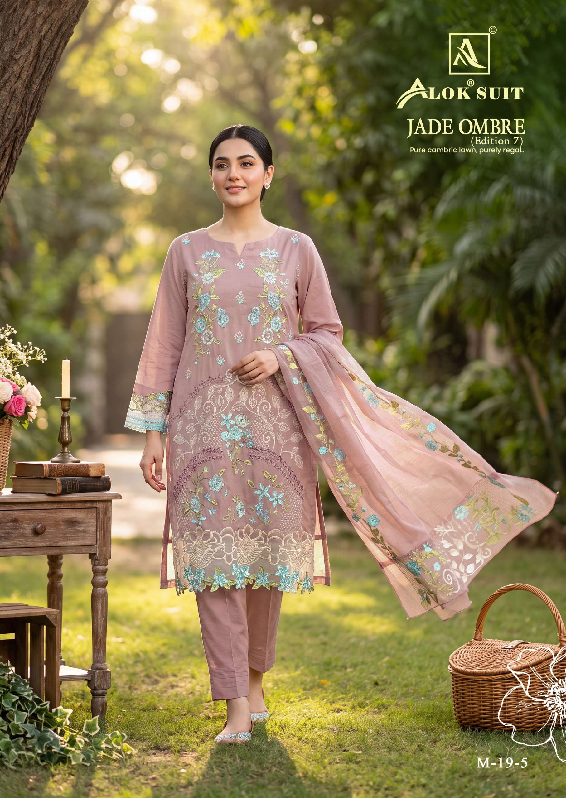 ALOK SUITS JADE OMBRE EDITION 7 LAWN COTTON FANCY EMBROIDERY WORK SUIT