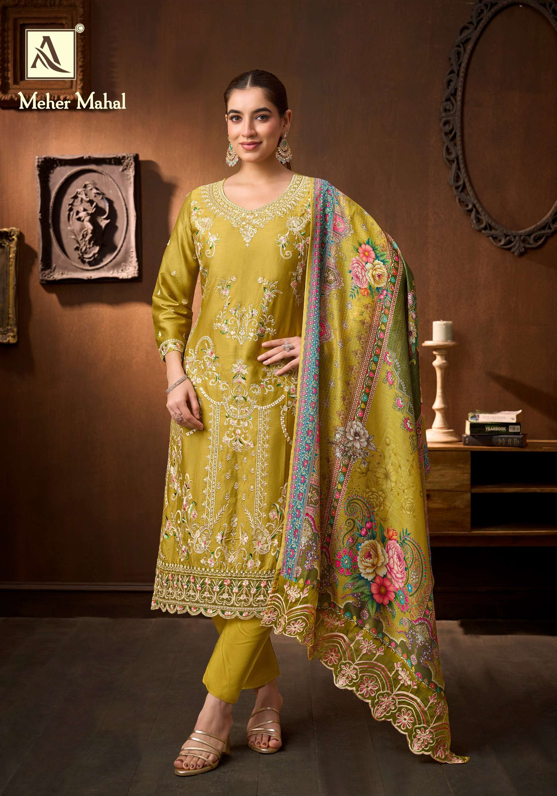 ALOK SUITS MEHER MAHAL JAM COTTON FANCY EMBROIDERY WORK SUIT