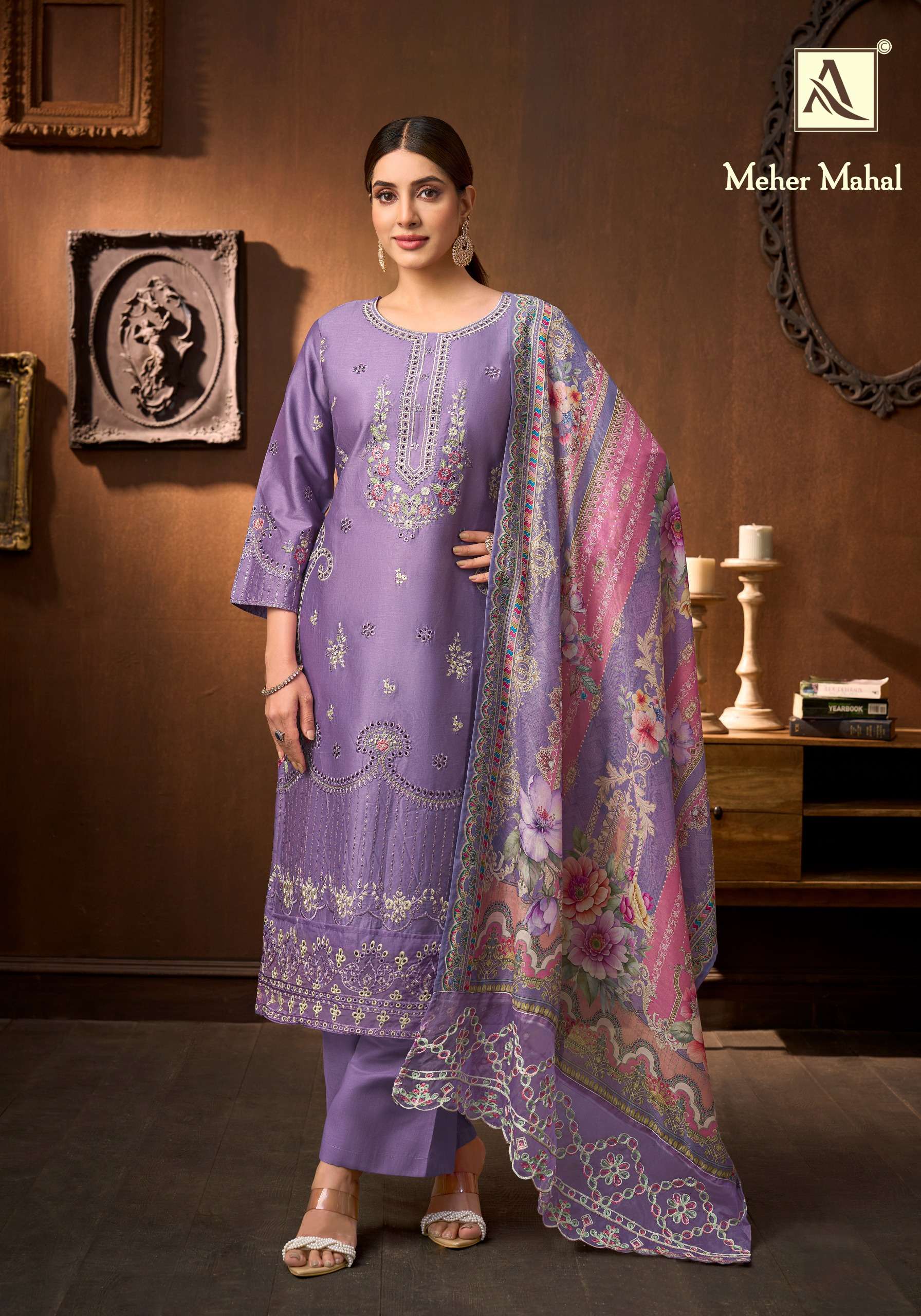 ALOK SUITS MEHER MAHAL JAM COTTON FANCY EMBROIDERY WORK SUIT