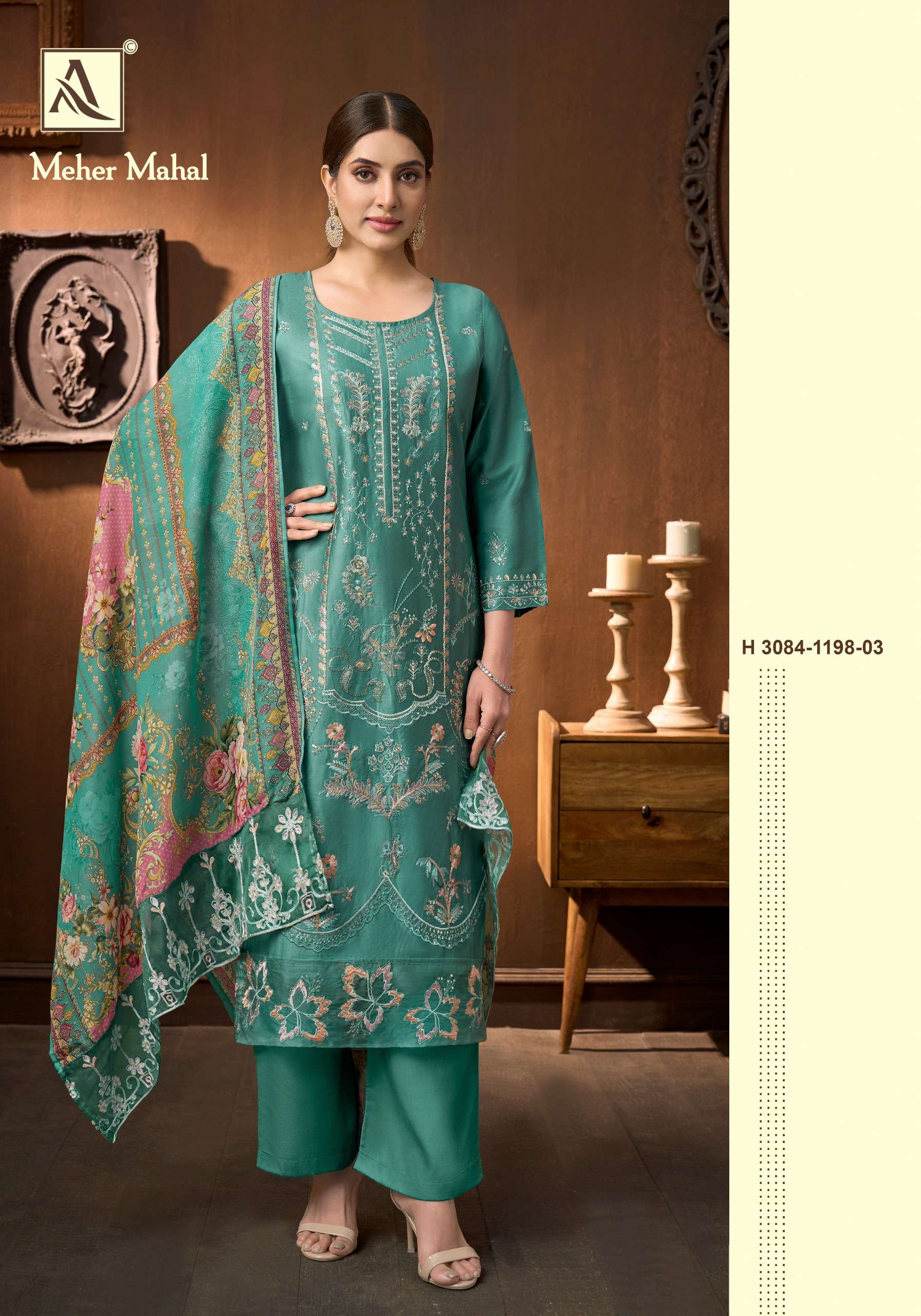 ALOK SUITS MEHER MAHAL JAM COTTON FANCY EMBROIDERY WORK SUIT