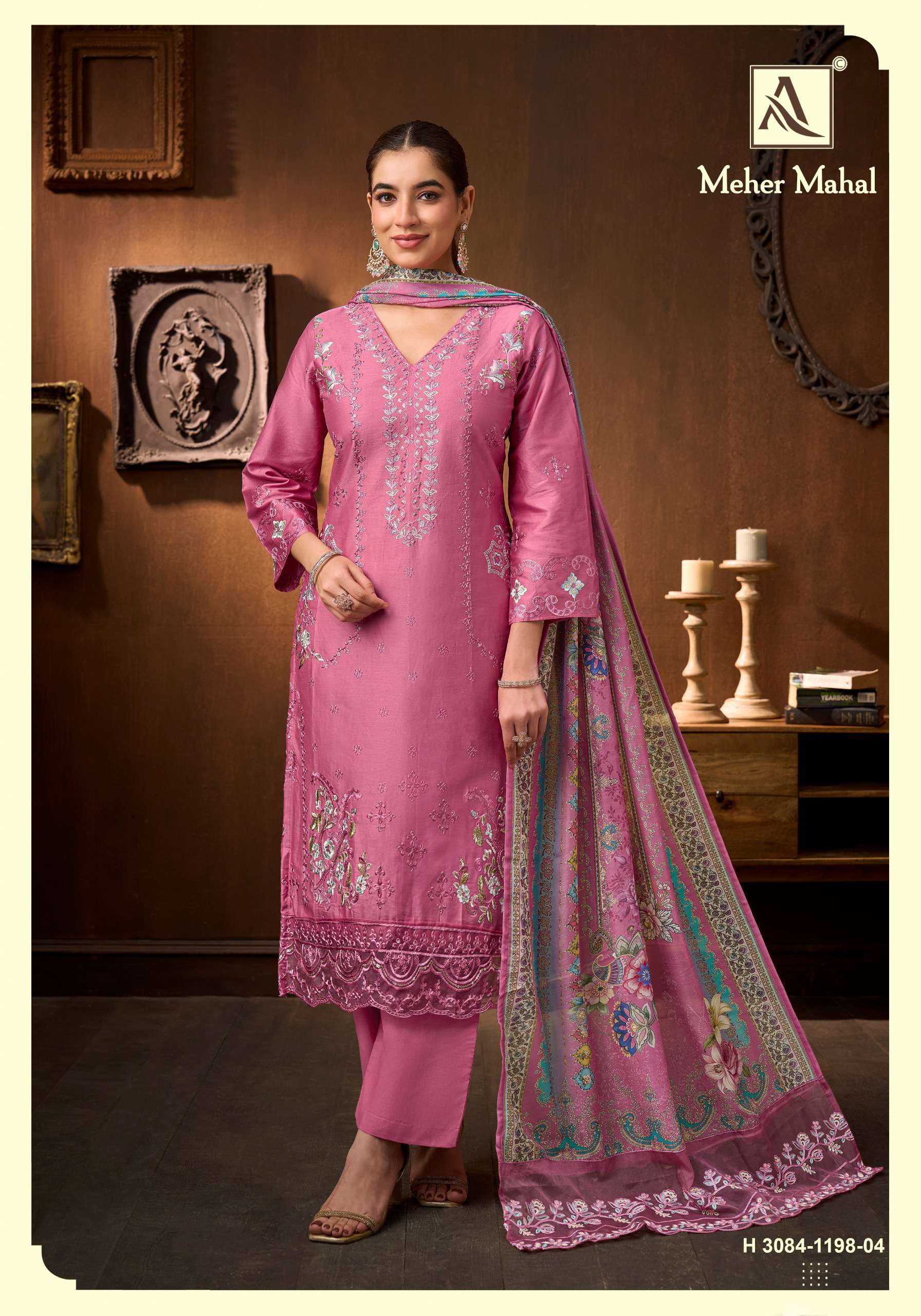 ALOK SUITS MEHER MAHAL JAM COTTON FANCY EMBROIDERY WORK SUIT