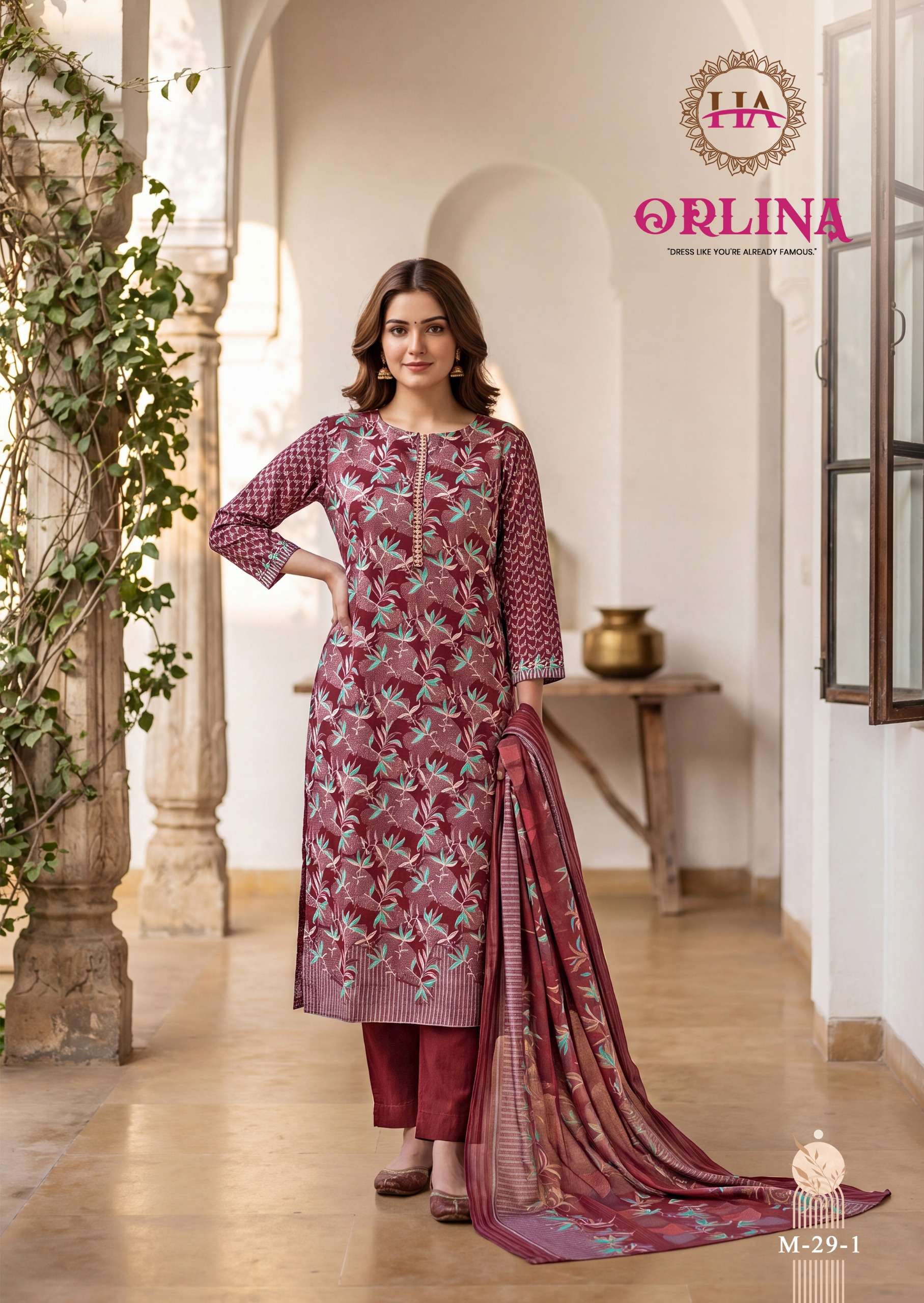 ALOK SUITS ORLINA JAM COTTON PRINT WITH FANCY WORK SUIT