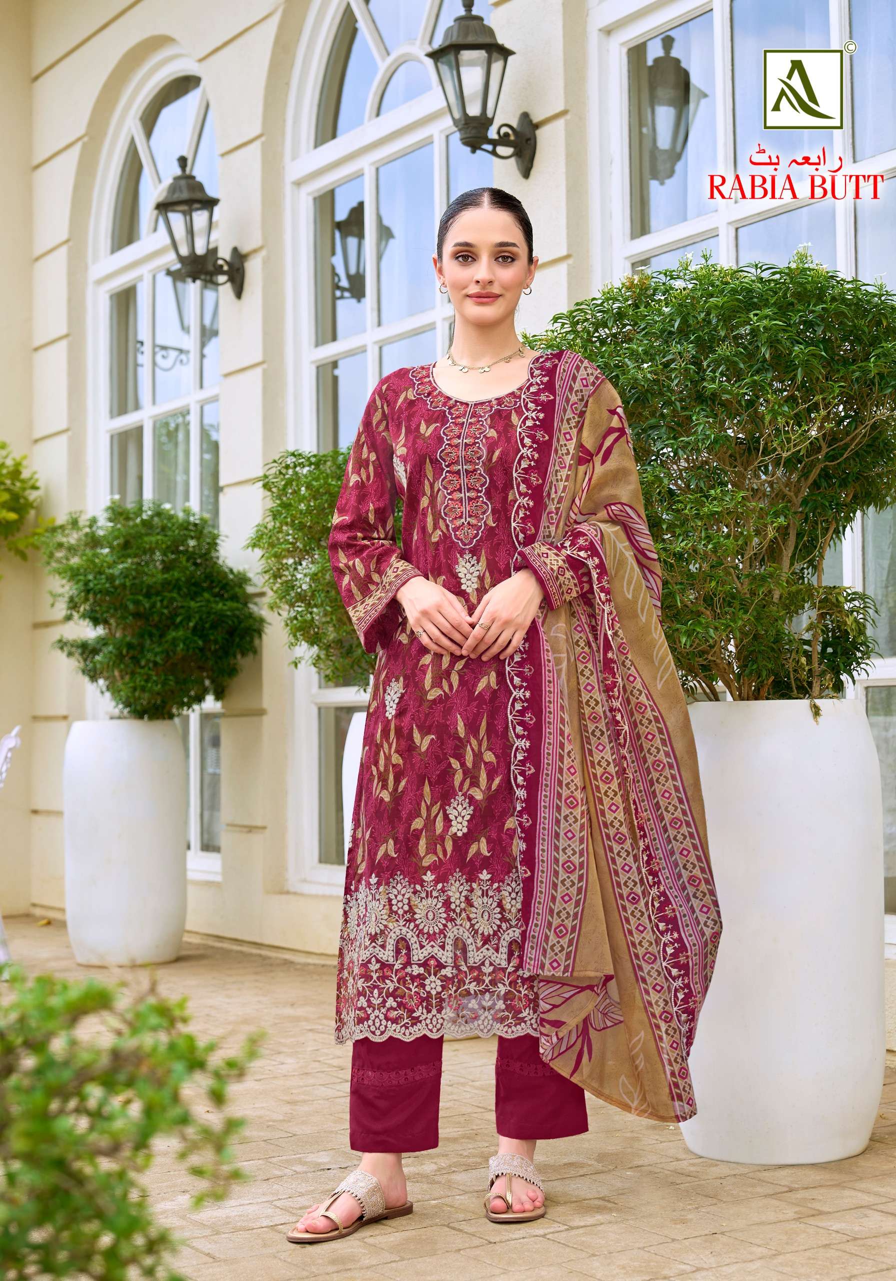 ALOK SUITS RABIA BUTT COTTON PRINT WITH FANCY EMBROIDERY WORK SUIT