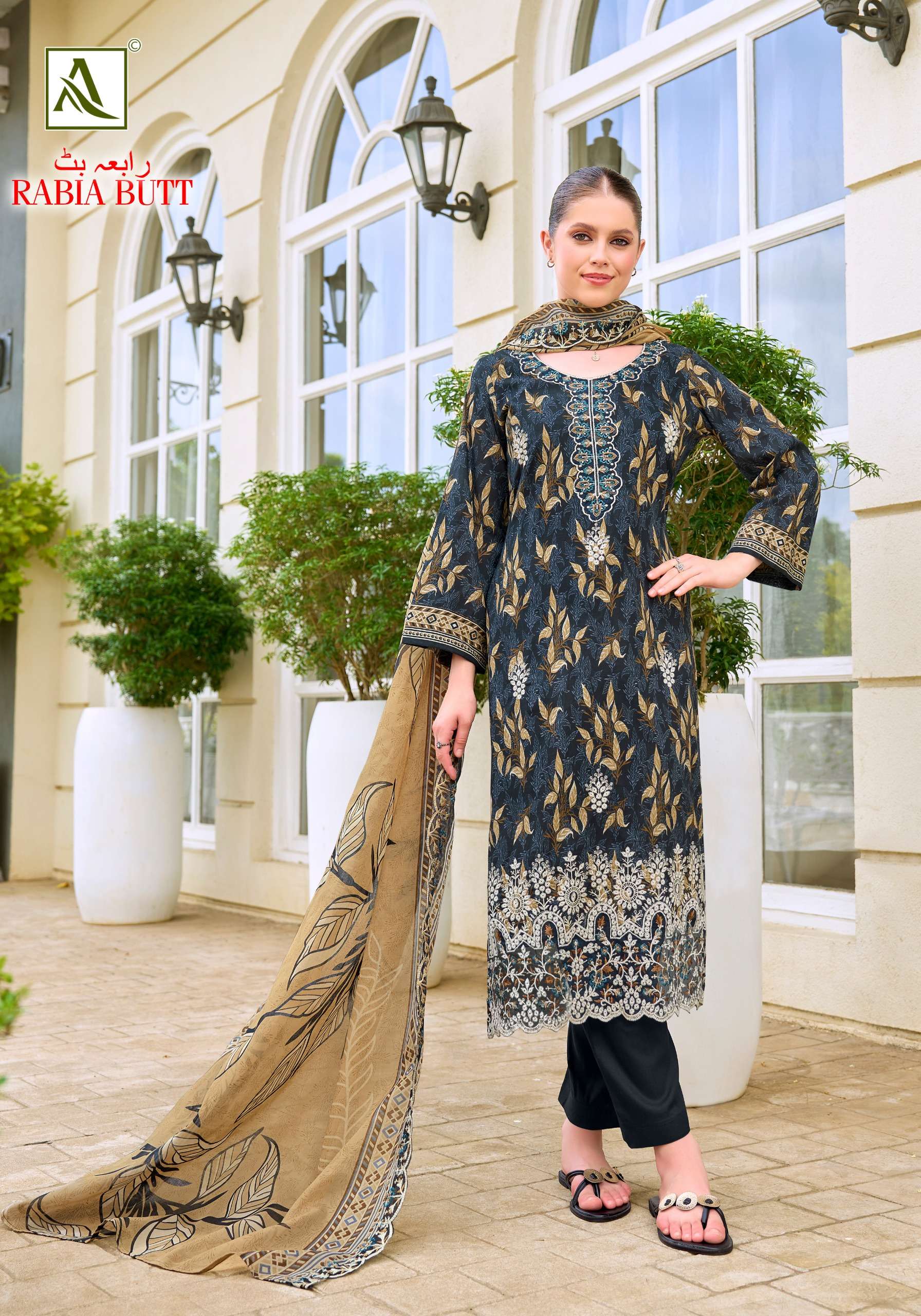 ALOK SUITS RABIA BUTT COTTON PRINT WITH FANCY EMBROIDERY WORK SUIT