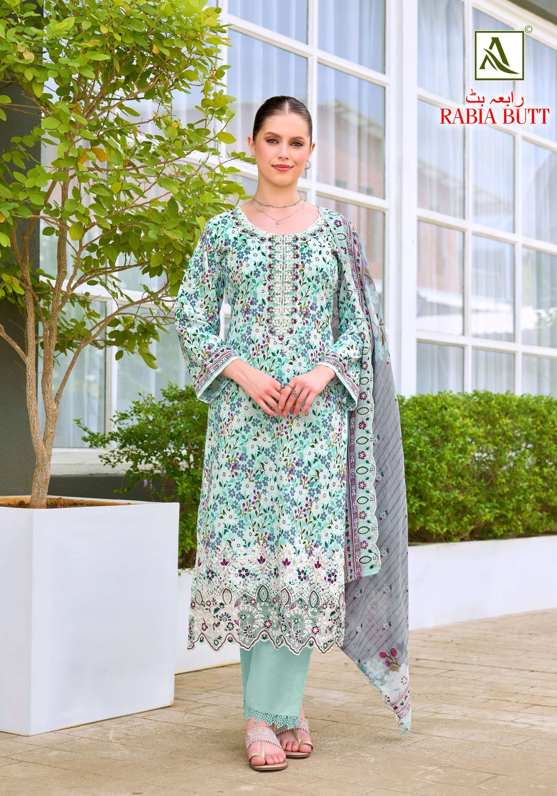 ALOK SUITS RABIA BUTT COTTON PRINT WITH FANCY EMBROIDERY WORK SUIT