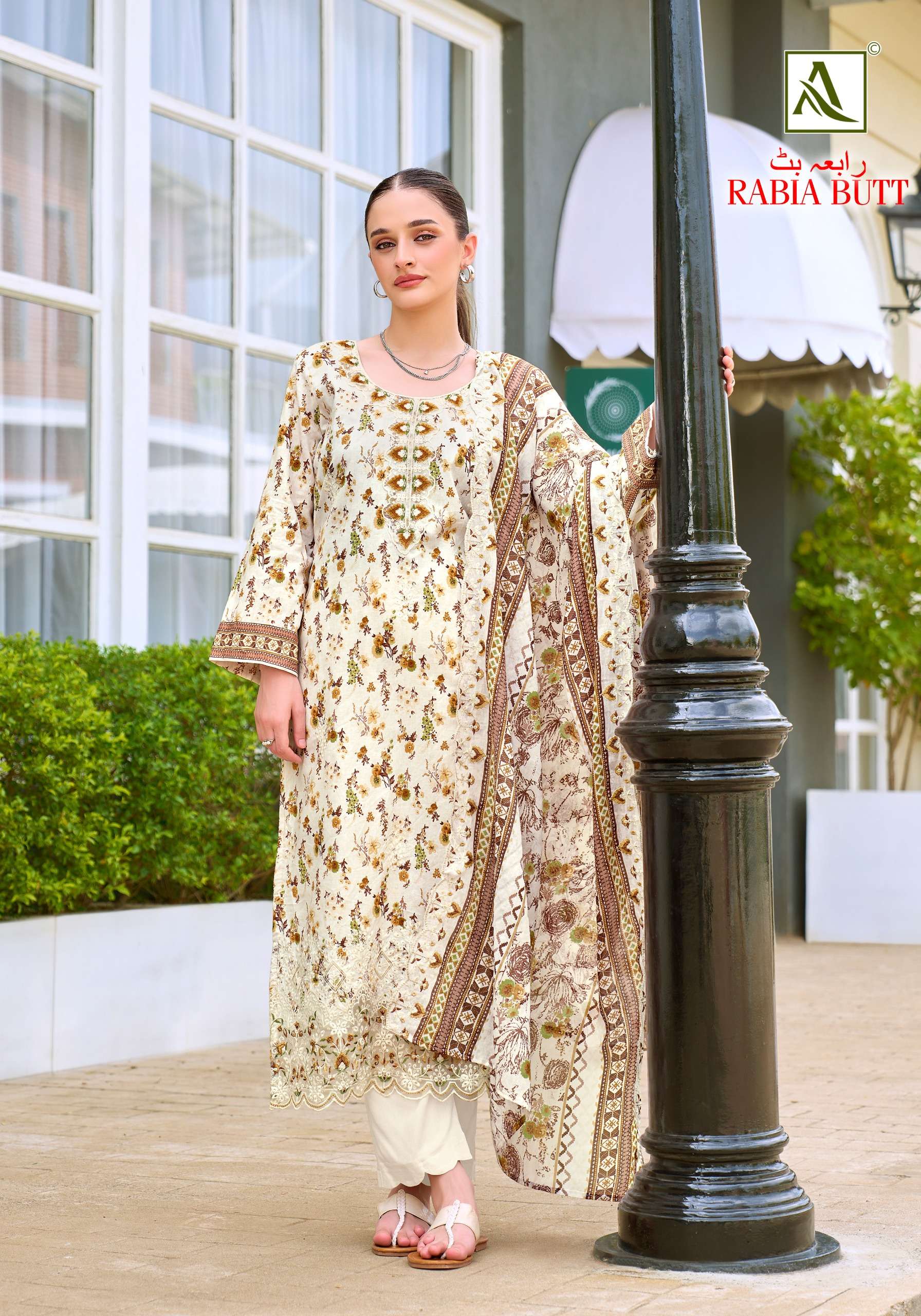 ALOK SUITS RABIA BUTT COTTON PRINT WITH FANCY EMBROIDERY WORK SUIT
