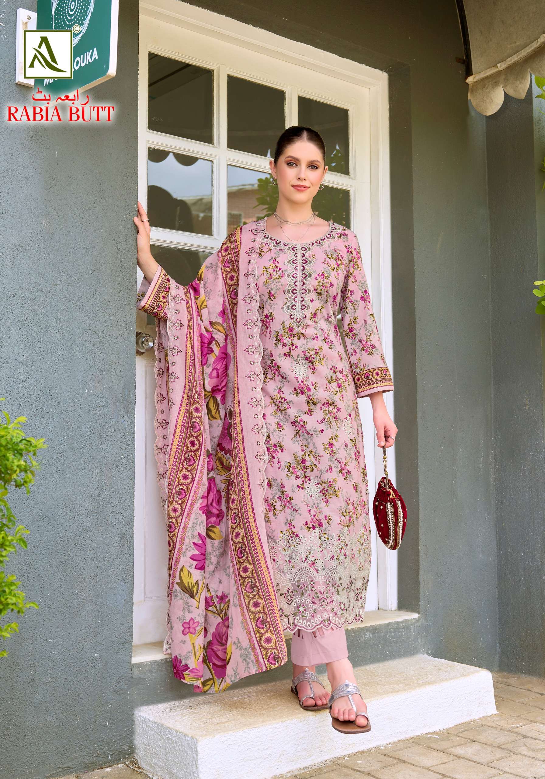 ALOK SUITS RABIA BUTT COTTON PRINT WITH FANCY EMBROIDERY WORK SUIT