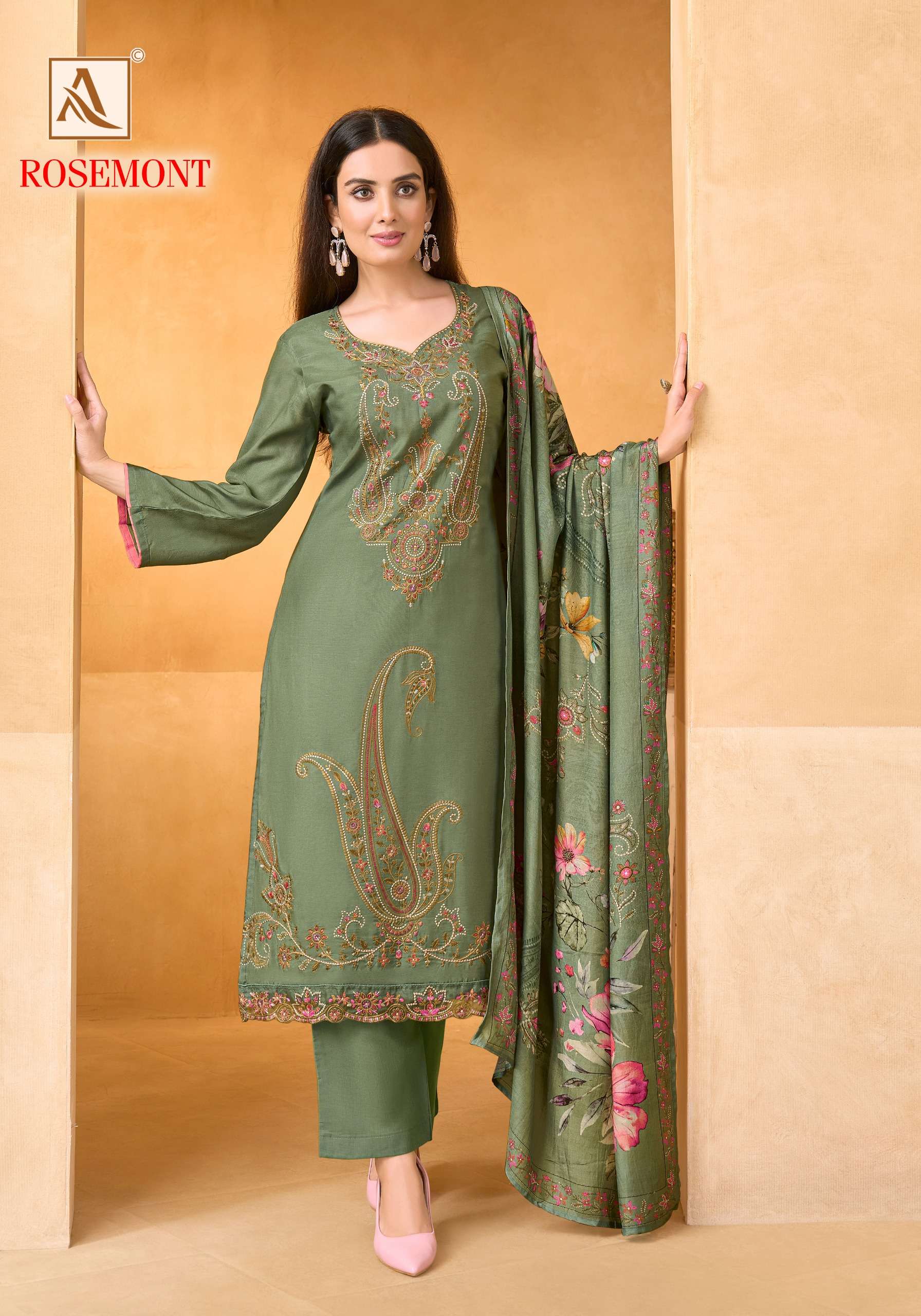 ALOK SUITS ROSEMONT VISCOSE EMBROIDERY DESIGNER WORK SUIT