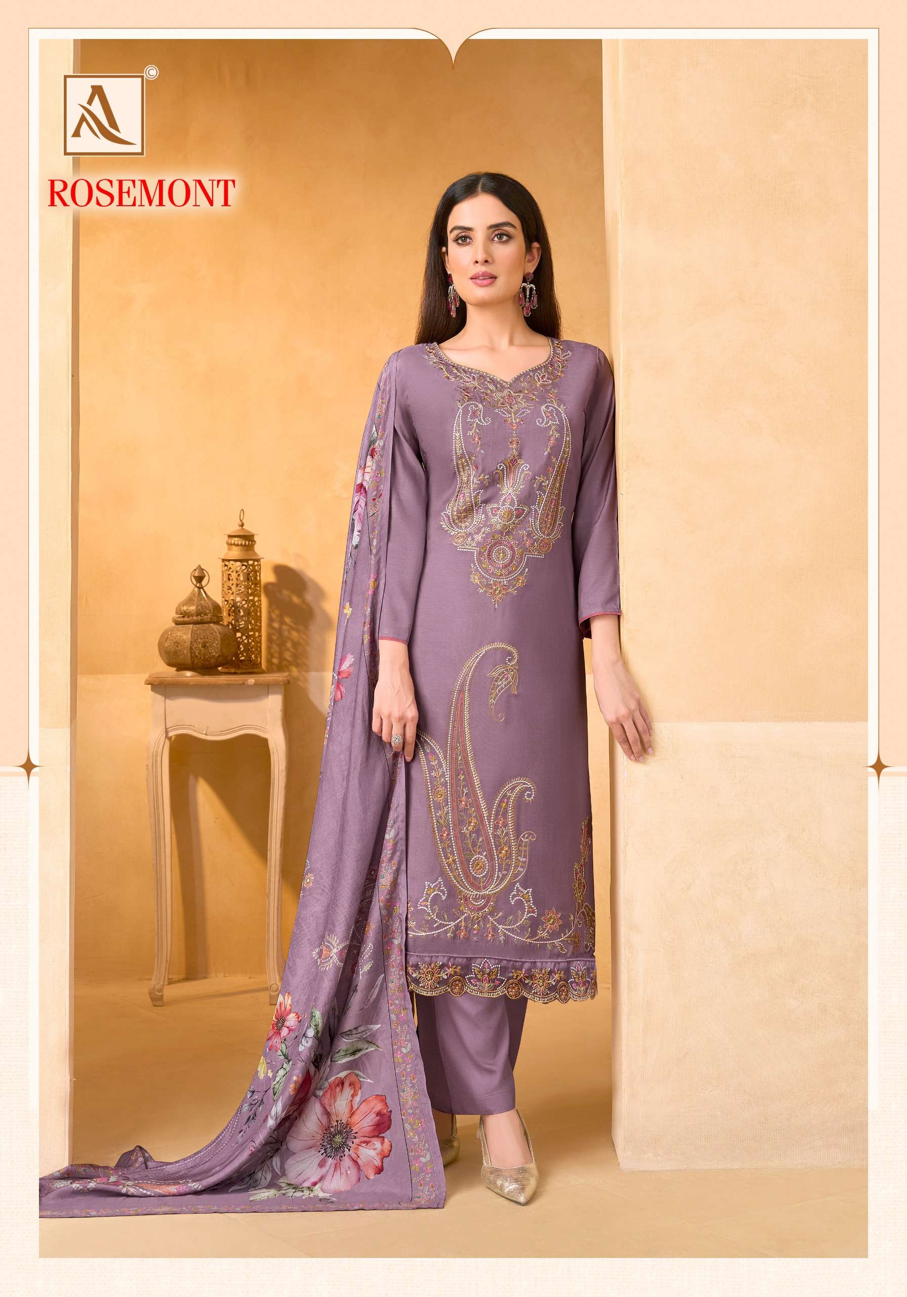 ALOK SUITS ROSEMONT VISCOSE EMBROIDERY DESIGNER WORK SUIT