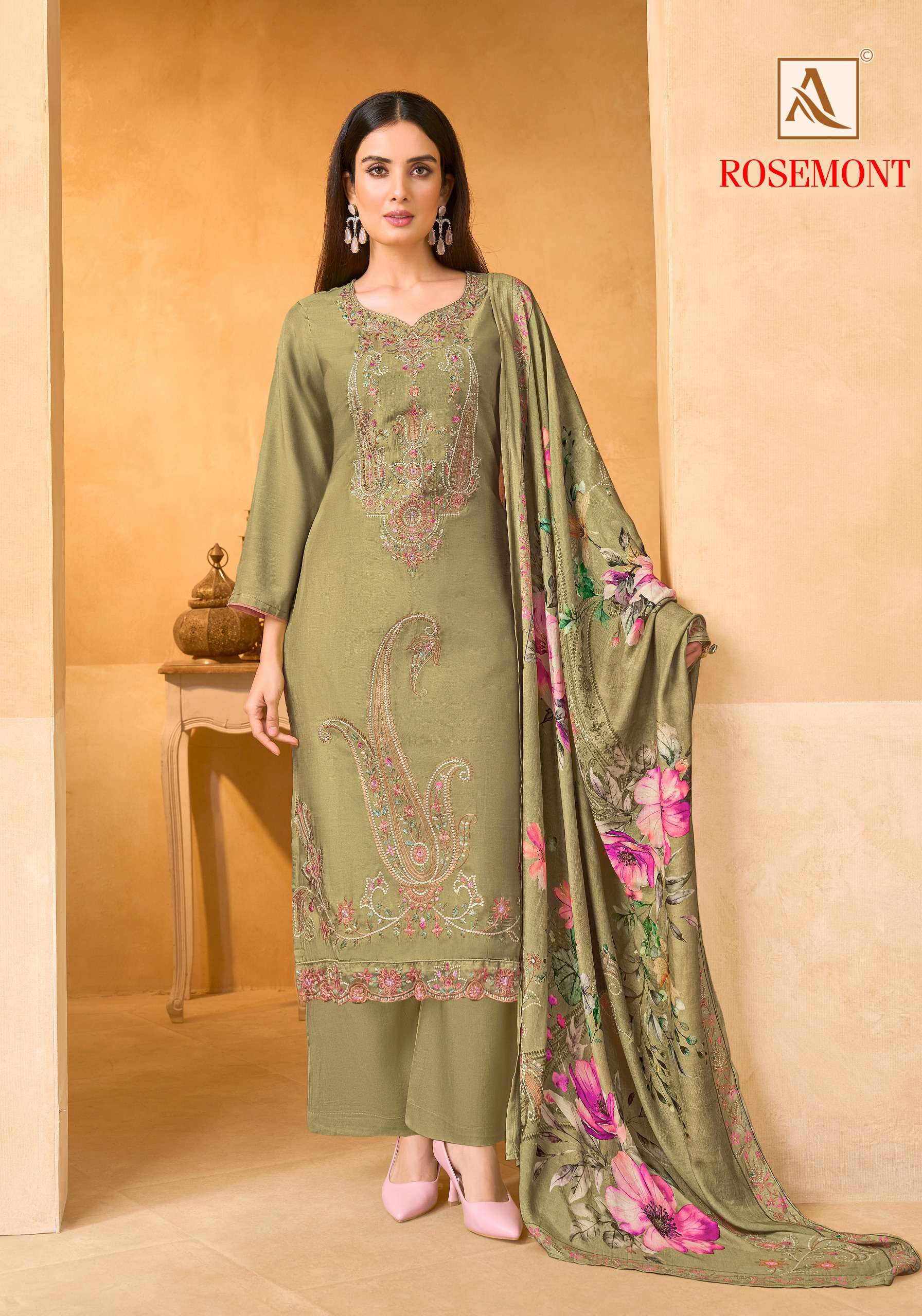 ALOK SUITS ROSEMONT VISCOSE EMBROIDERY DESIGNER WORK SUIT