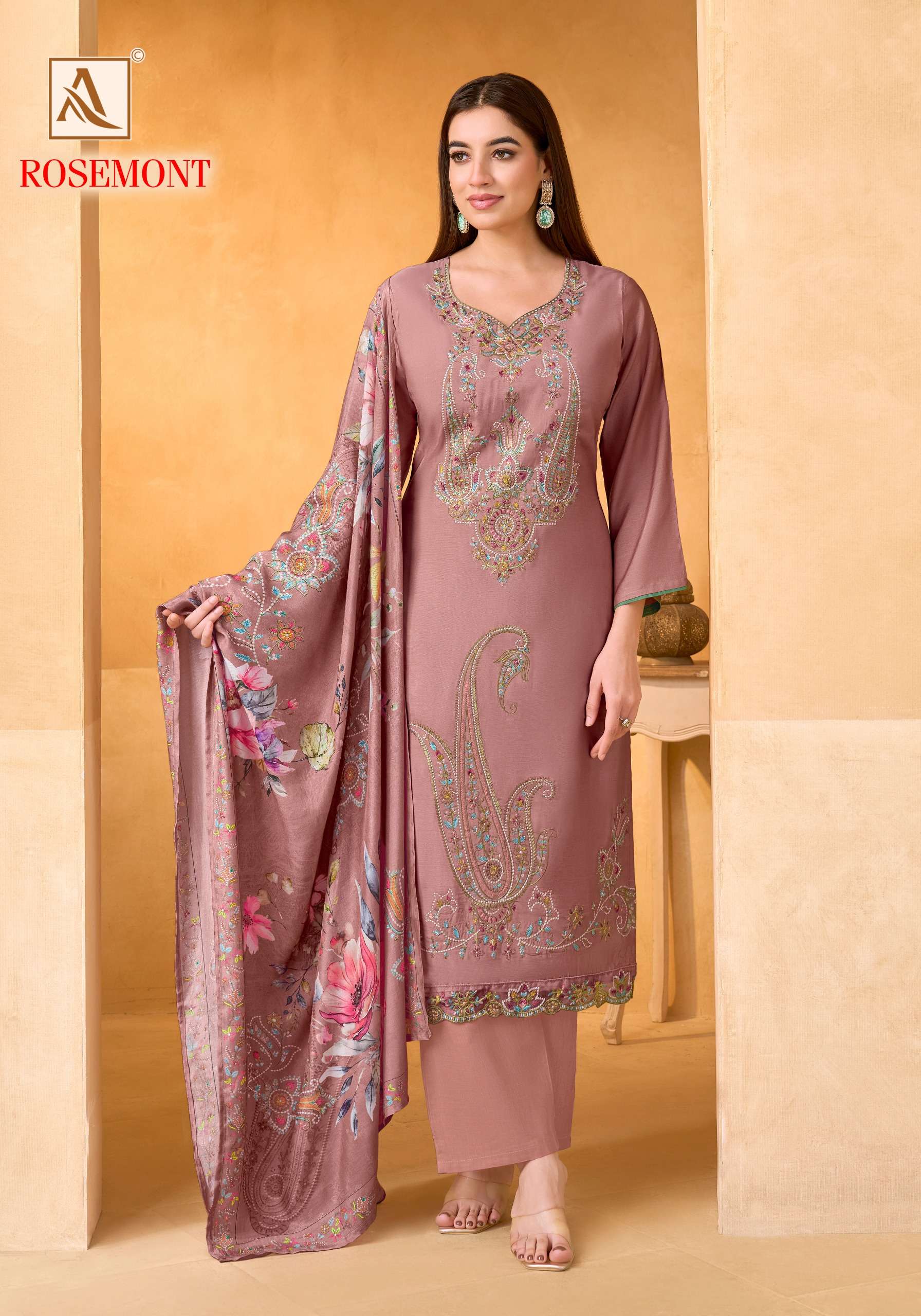 ALOK SUITS ROSEMONT VISCOSE EMBROIDERY DESIGNER WORK SUIT